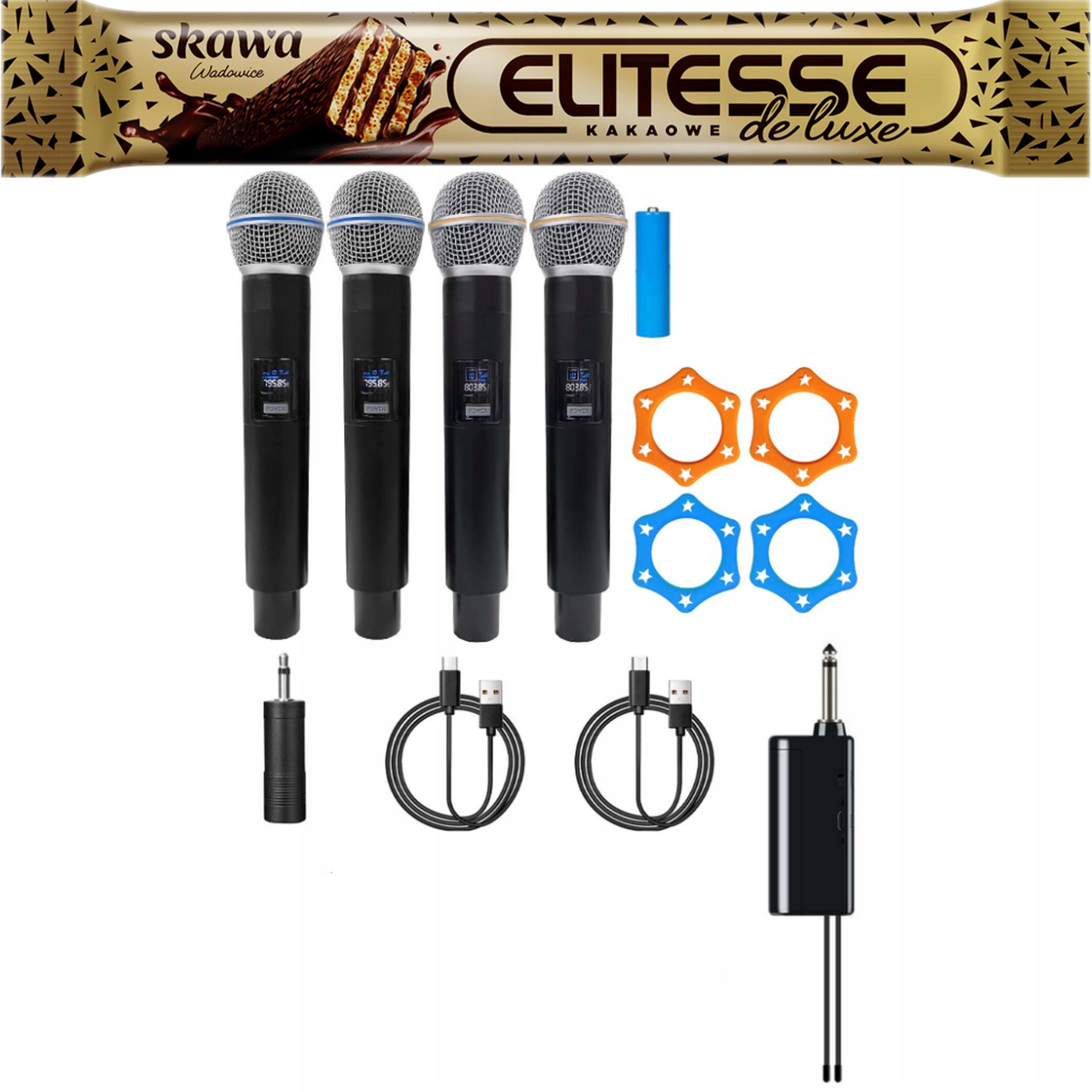 Bezdrátový mikrofonní systém 4 mikrofony Robustní Nové Komplet mIkrofon