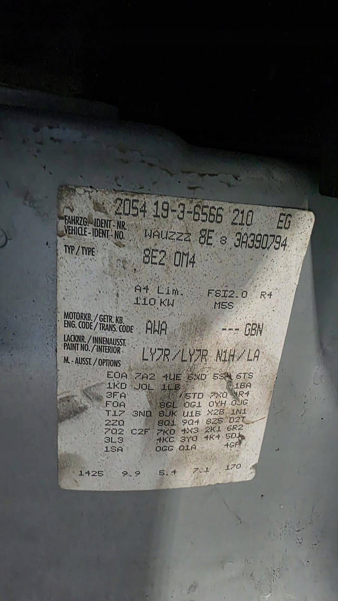 AUDI A4 B6 8E2 caliper brake right rear part rear