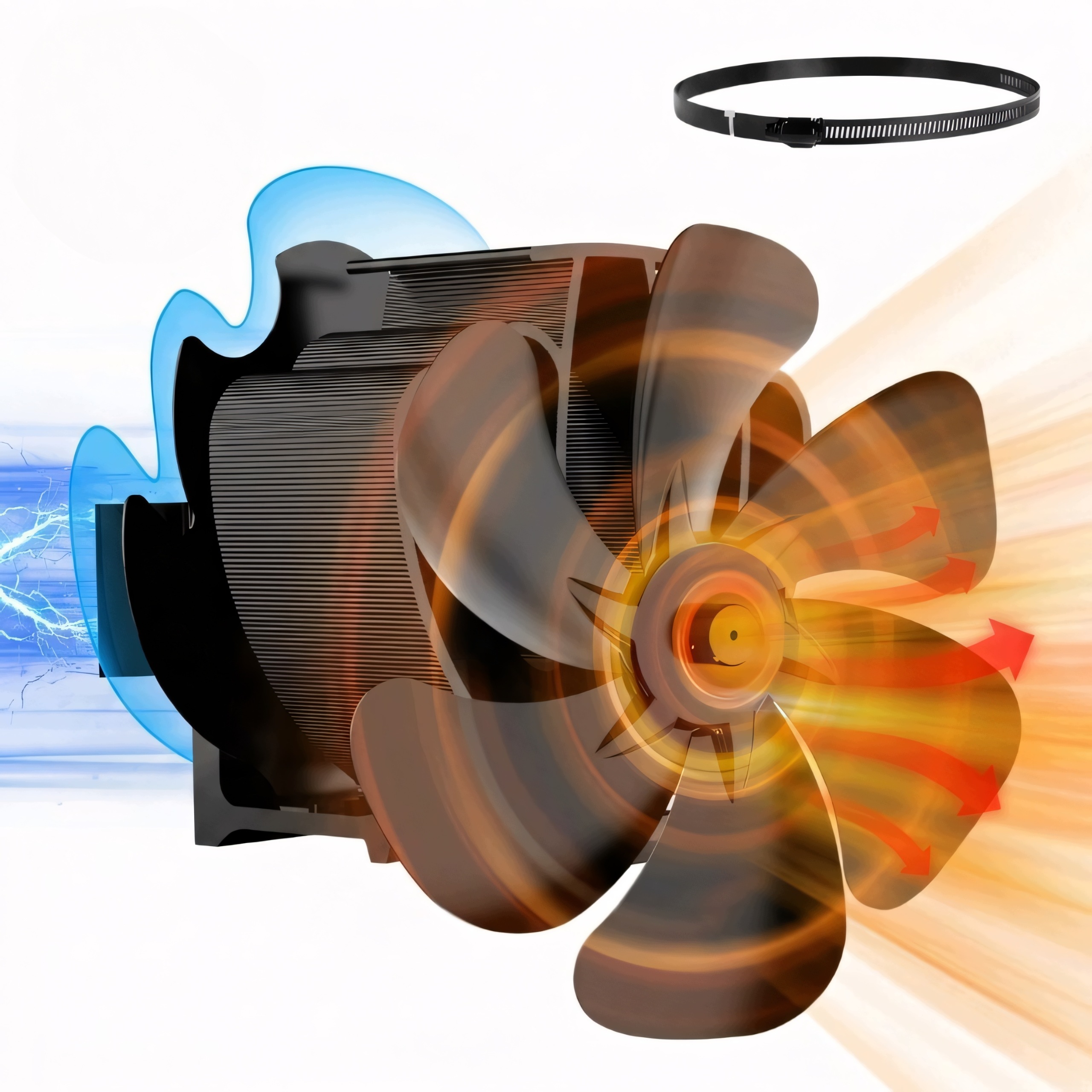 Ventilátor krbový magnetický na komínovou trubku napájený teplem