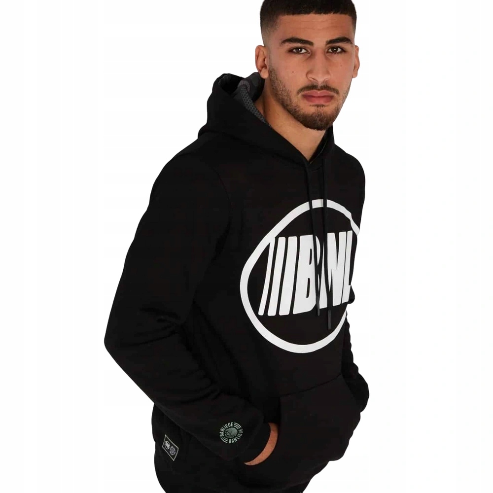 Pánská mikina tepláková klokanka Banlieue černá s kapucí bavlna vel. S