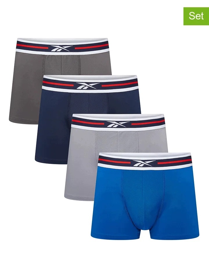 Reebok Boxerky Dayton 4-balení vel XL modrá, granátová, šedá