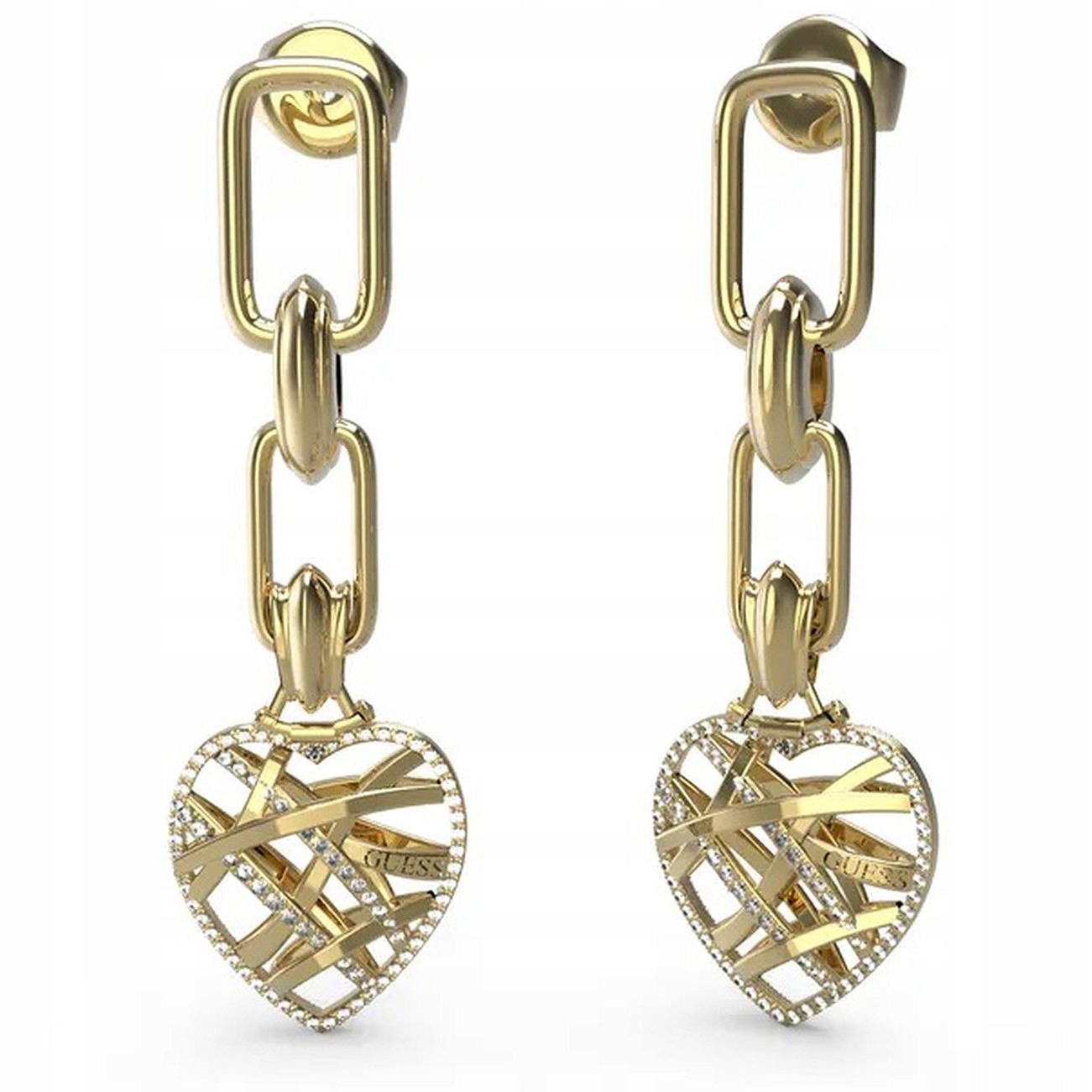 Náušnice zlaté Guess zirkon srdce