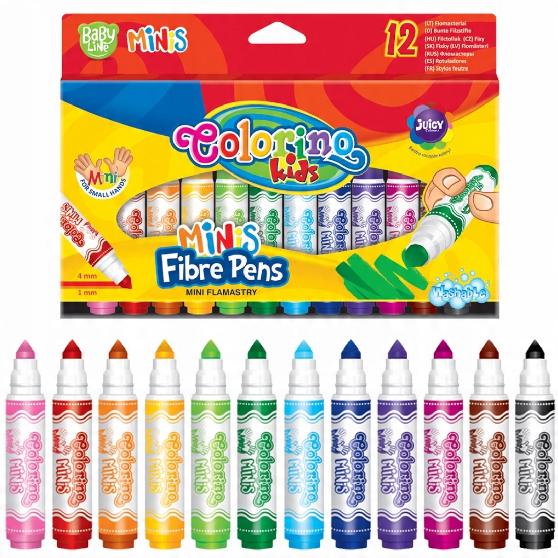

Flamastry Pisaki Mini Colorino Kids 12szt Zmywalne