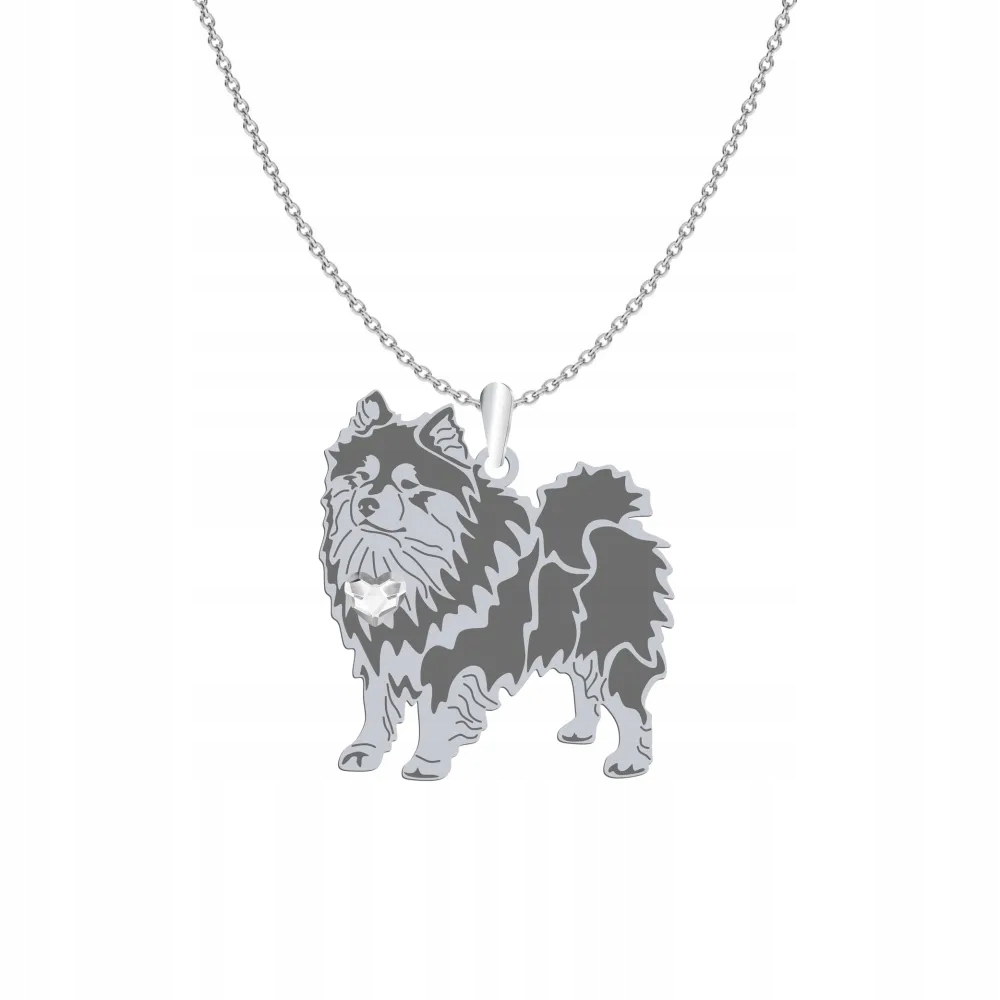 Stříbrný náhrdelník 925 s finským psem Lapphund Žena Gravírování Bonus