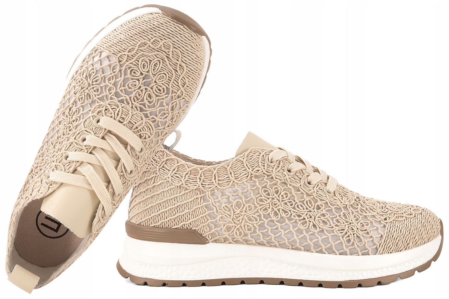 Filippo DP7615 Dámské Krajkové Sportovní Polobotky Ažurové Tenisky béžová 40