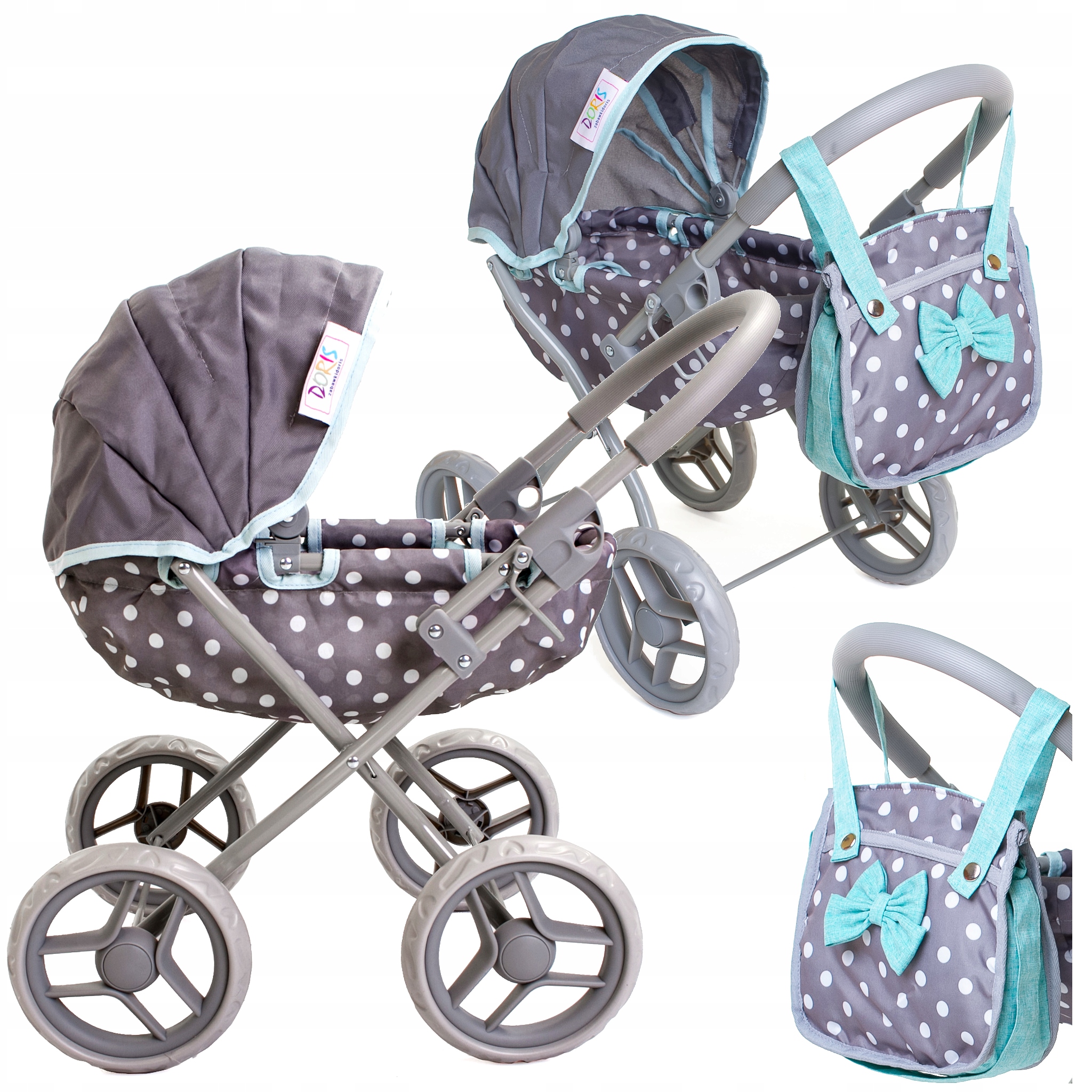 WÓZEK dla lalek lalki głęboki Doris + TORBA TOREBKA przewijak