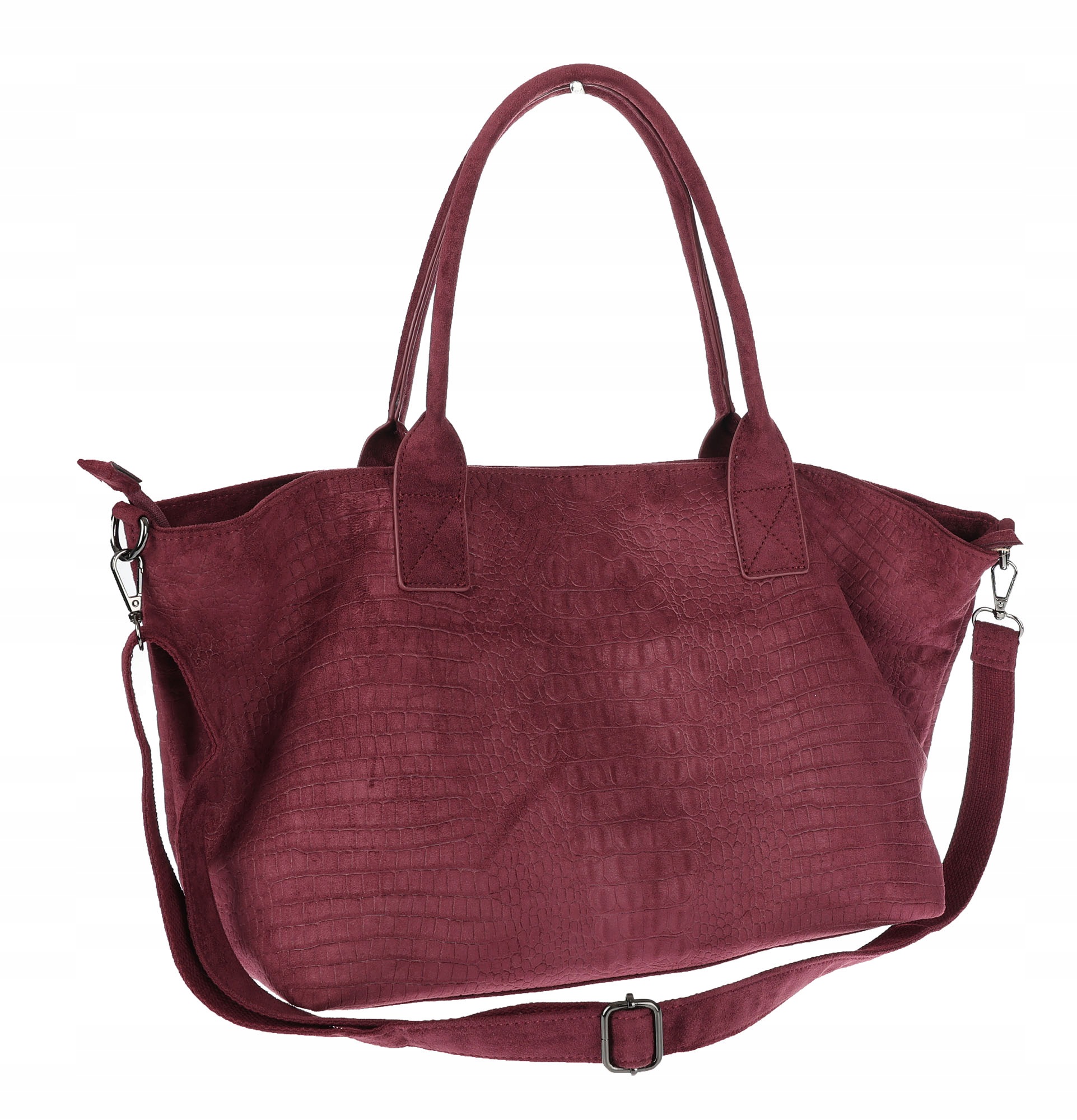 Dámská shopper kabelka semišová módní lehká taška pásek L540 Bordó