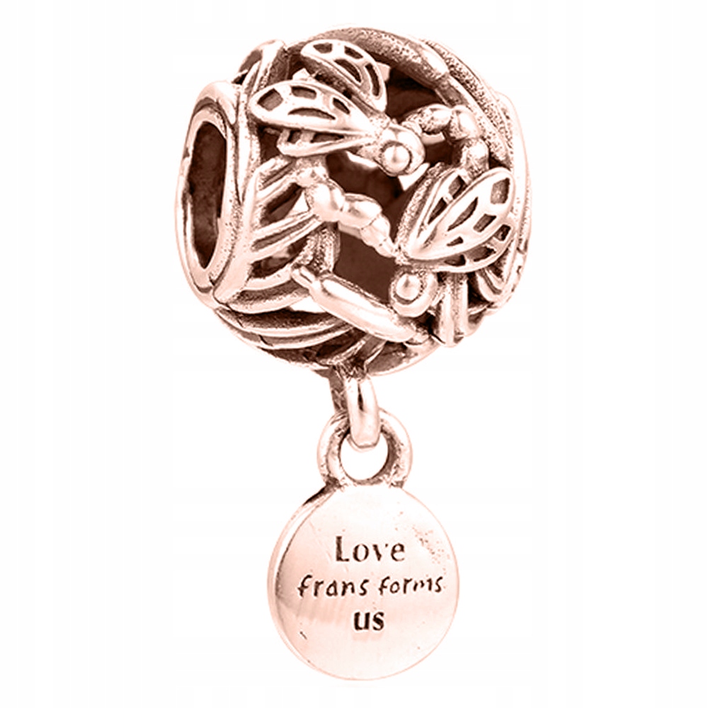 Charms Pozlacený Vážka Dragonfly Hmyz Vážky Korálek Kulatý Stříbro 925