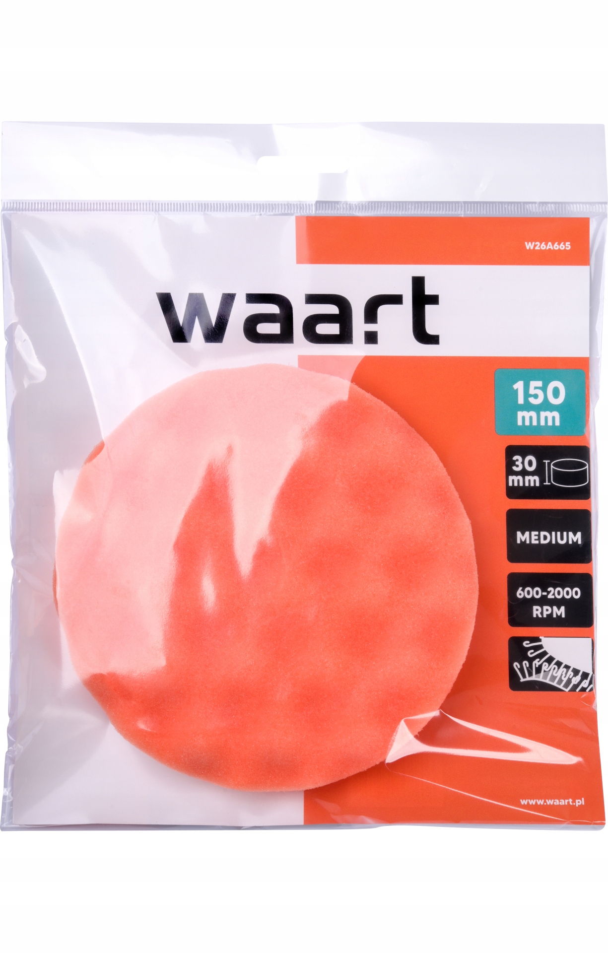 Gąbka polerska 150 mm średnia pomarańcz rzep Extra Fine Waart