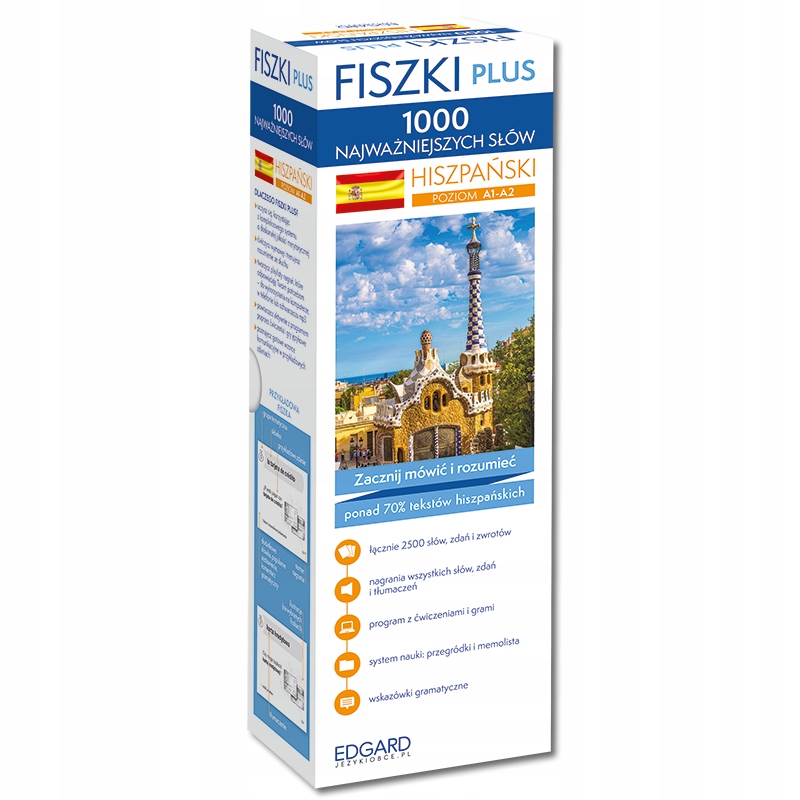HISZPAŃSKI. FISZKI PLUS 1000 NAJWAŻNIEJSZYCH SŁÓW DLA POCZĄTKUJĄCYCH A1-A2 ISBN 9788366949218