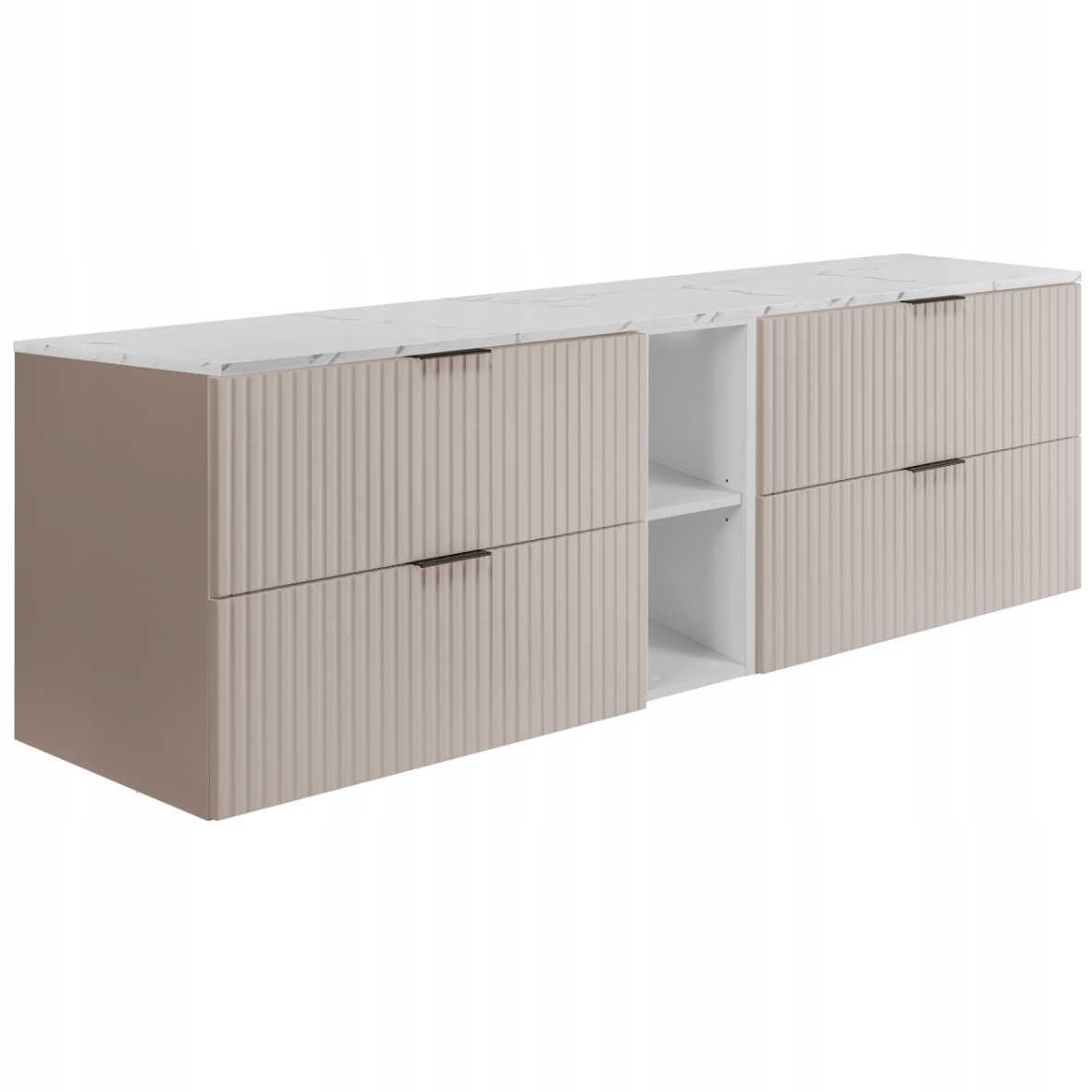 Koupelnová skříňka pod umyvadlo 140 Kaszmir Ryflované čelní desky Mramor