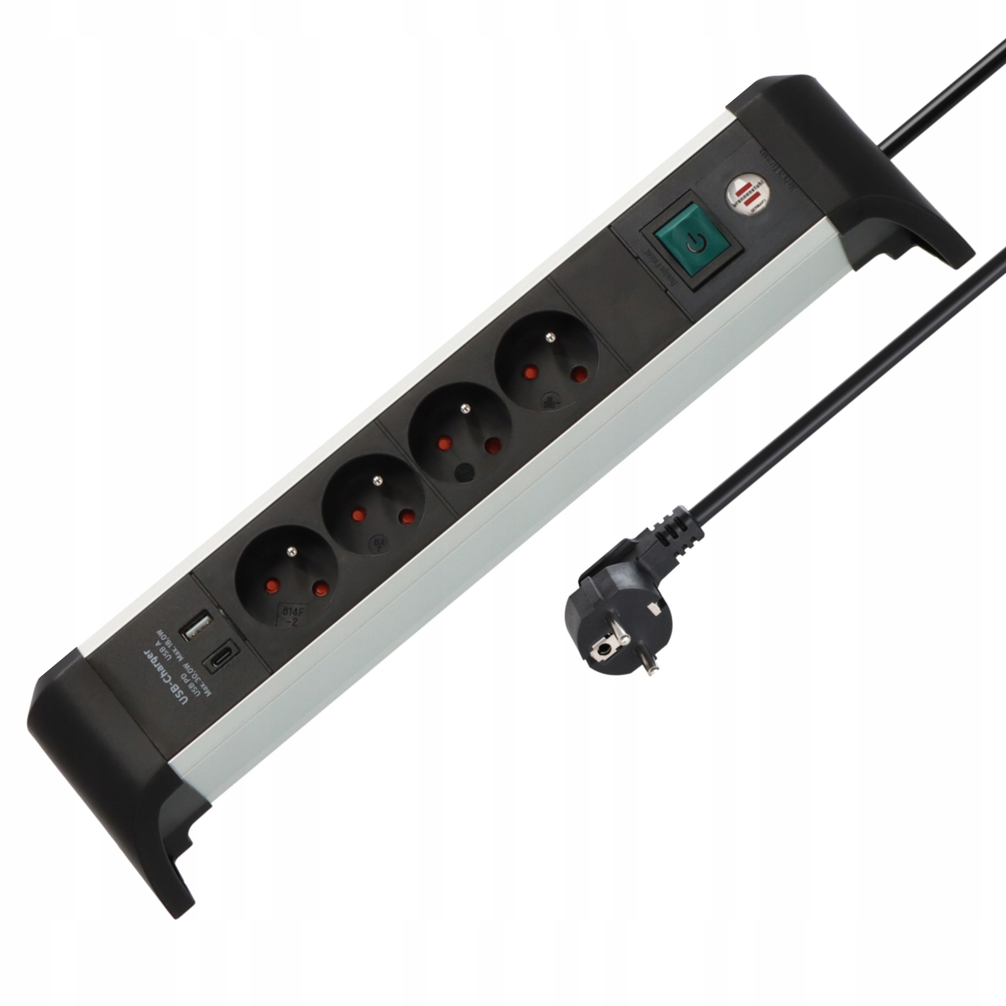 Zásuvková lišta Alu-Office-Line 4 zásuvky Usb-c Usb-a 1,8 m Brennenstuhl