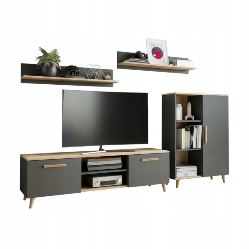Nábytková Stěna Nábytek Oslo dub artisan antracit Obývacího Pokoje ve skandinávském stylu