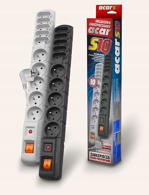 Listwa zasilająca Acar S10 1.5m 10 gniazd Czarna