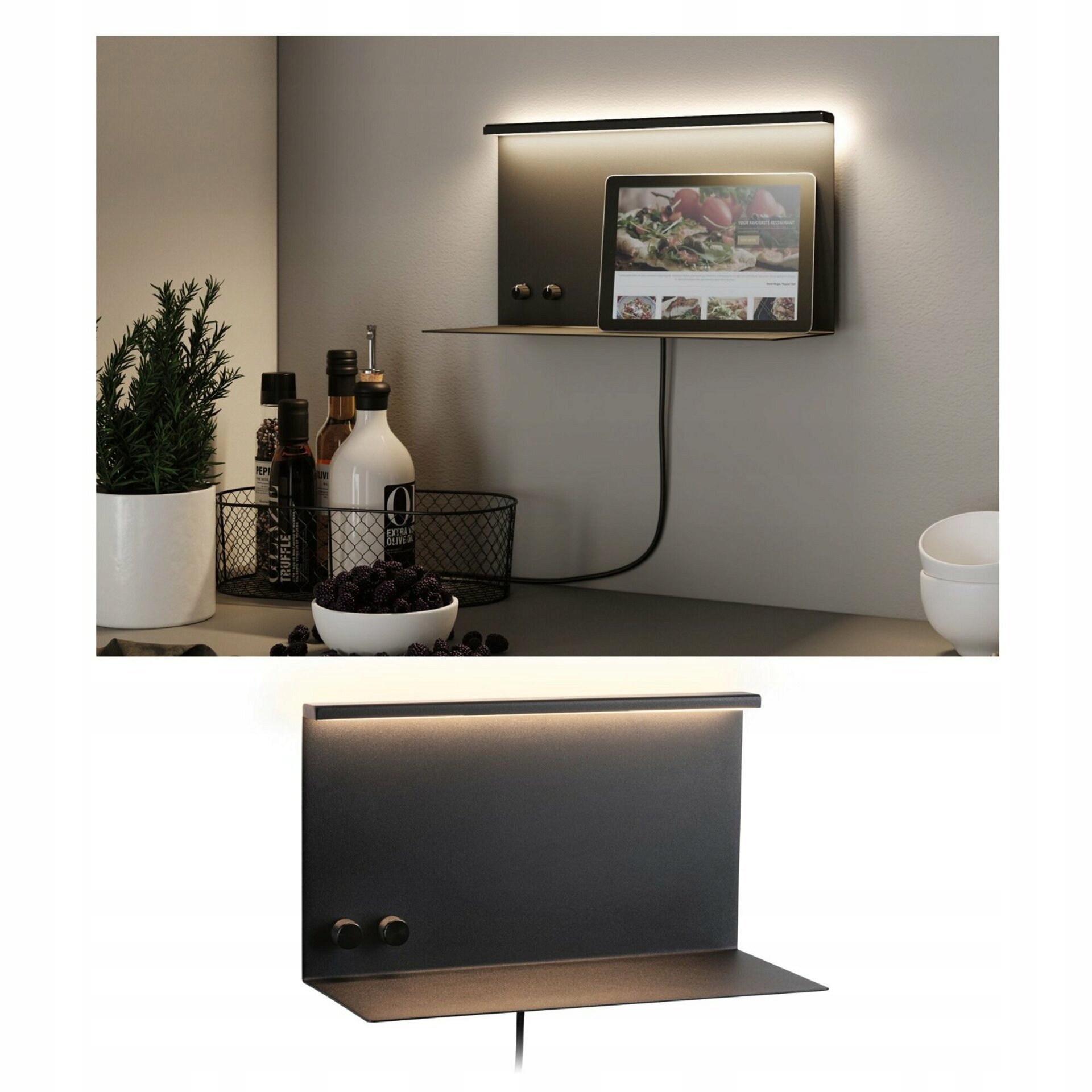 Paulmann Jarina Led nástenné svietidlo 4,5 W Usb-c 3000K čierna stmievateľné