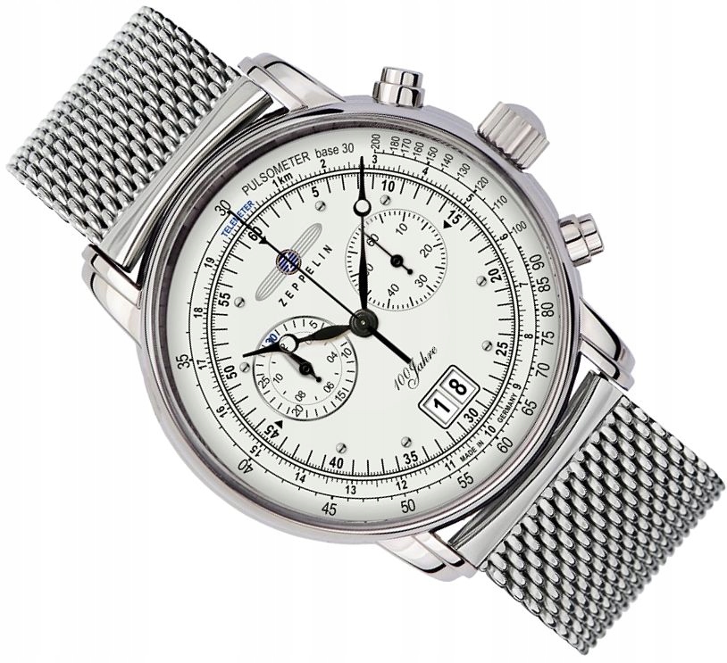 Nové Pánské Německé Hodinky Zeppelin 7690 M-1 Chronograf 100 Jahre Krabička