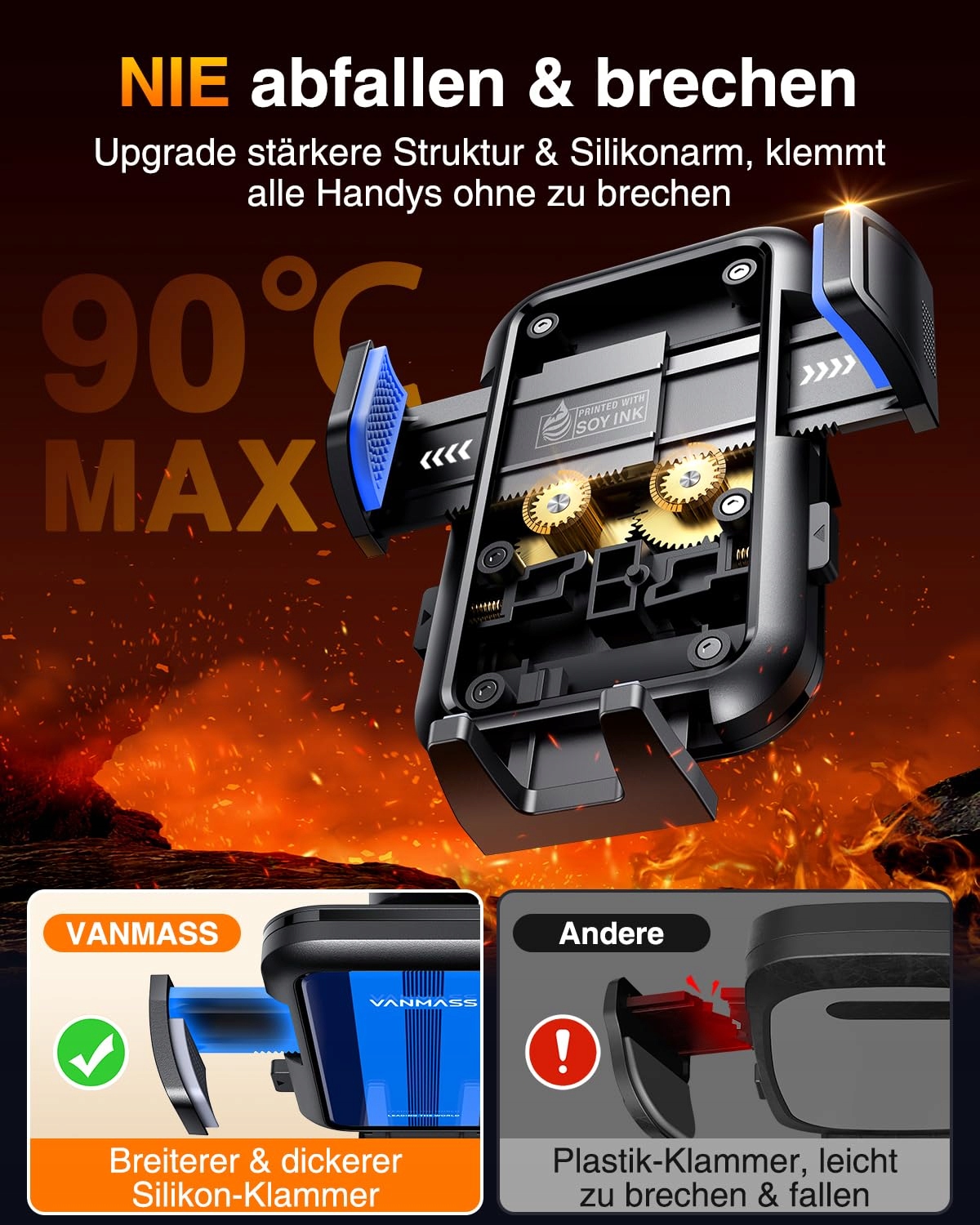 VANMASS Uchwyt Samochodowy Do Wentylacji Uniwersalny Dla iPhone Samsung — miniatura 6