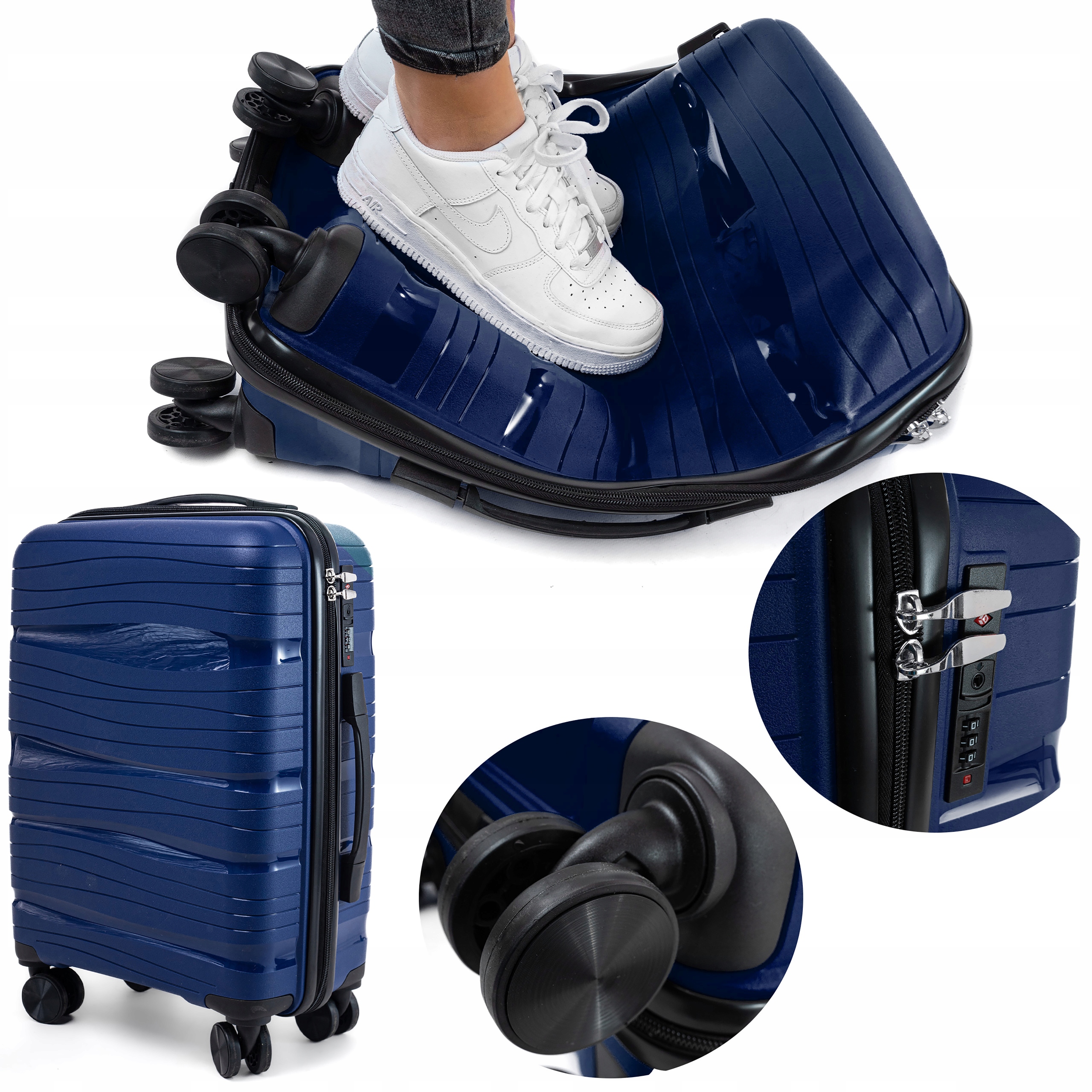 Walizka Mała Niezniszczalna Kabinowa Rgl 4 Podwójne Kółka Polipropylen