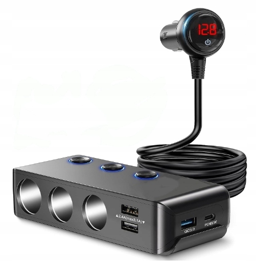 Rozbočovač zapalovače 12-24V 4 Usb Qc/pd 120W Výkonná nabíječka do auta