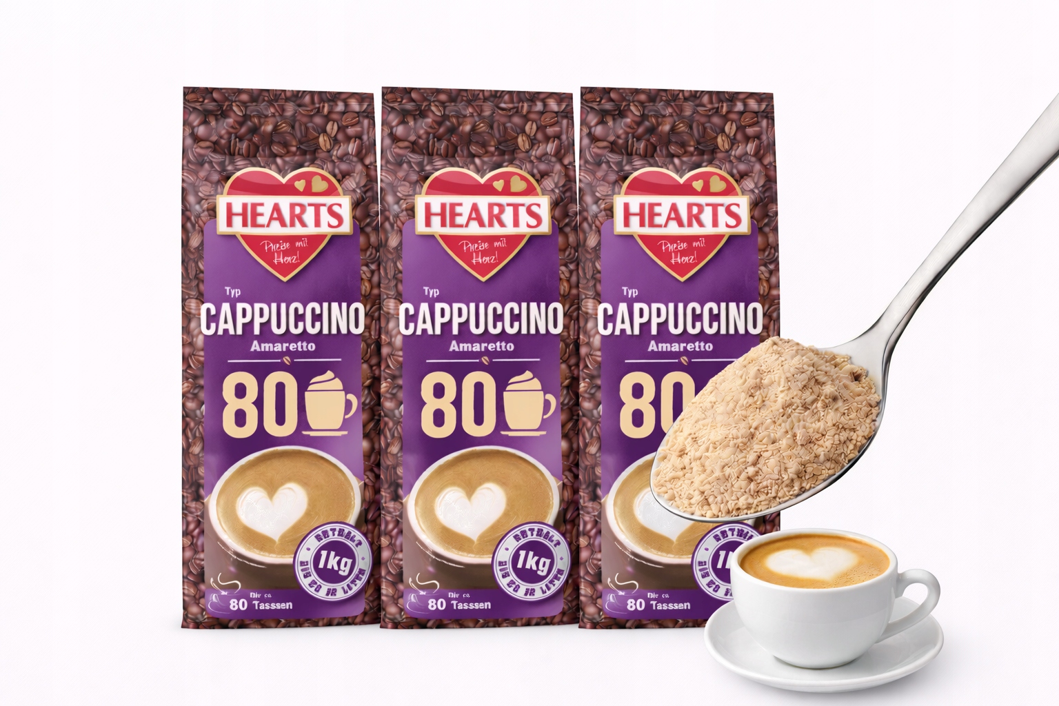 Levně Hearts Cappuccino Amaretto 1 kg Aromatický kávový nápoj