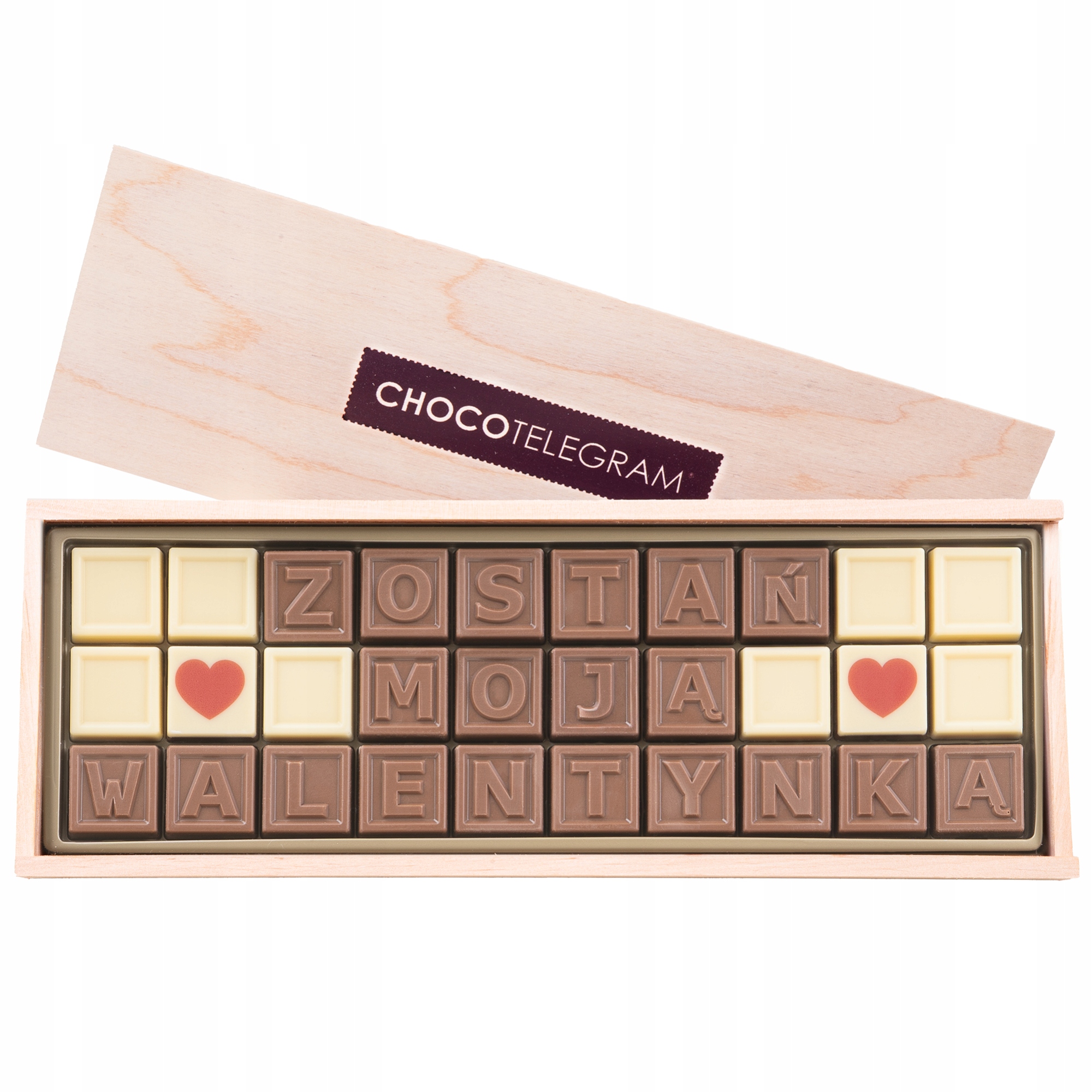Dárek ke Dni žen s čokoládovým telegramem Staňte se mou Valentýnkou
