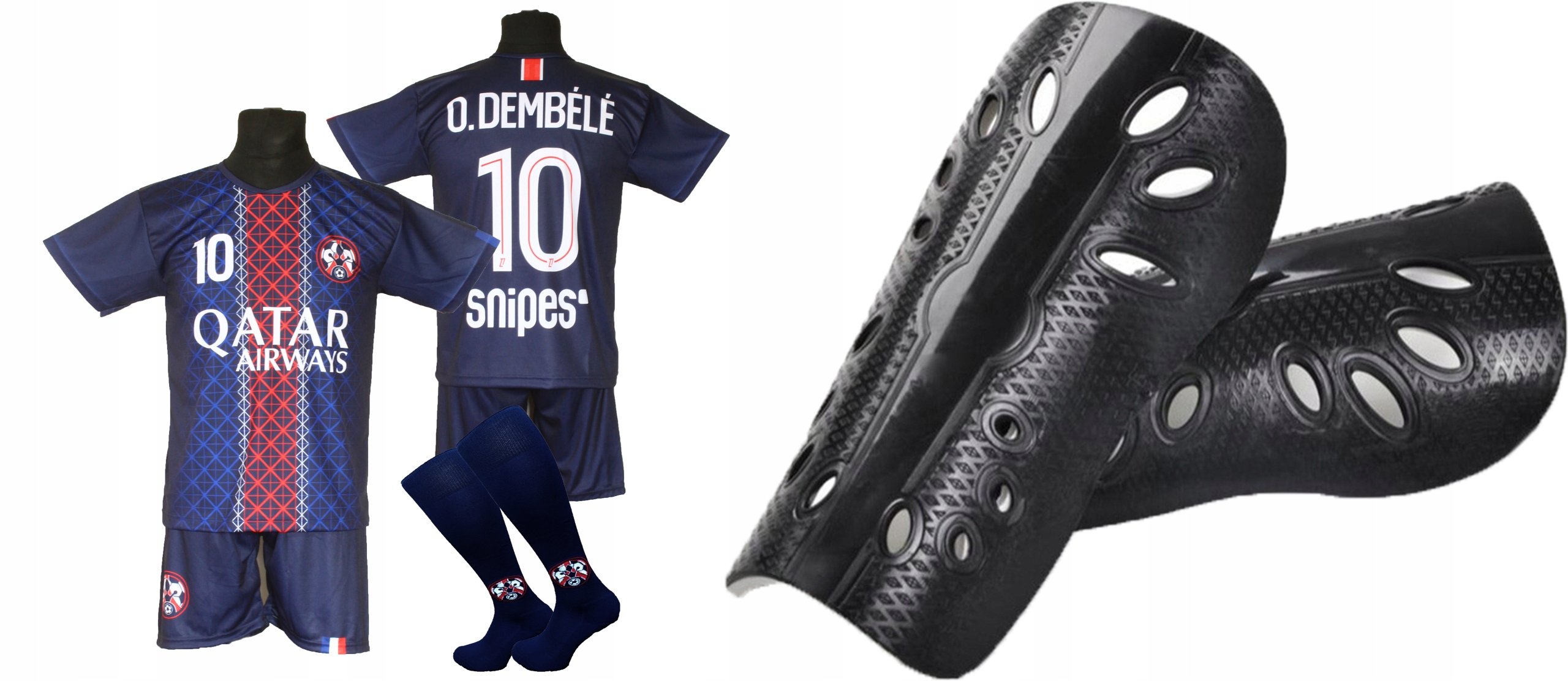 Dětské fotbalové oblečení Dembele štulpny chrániče velikost 140