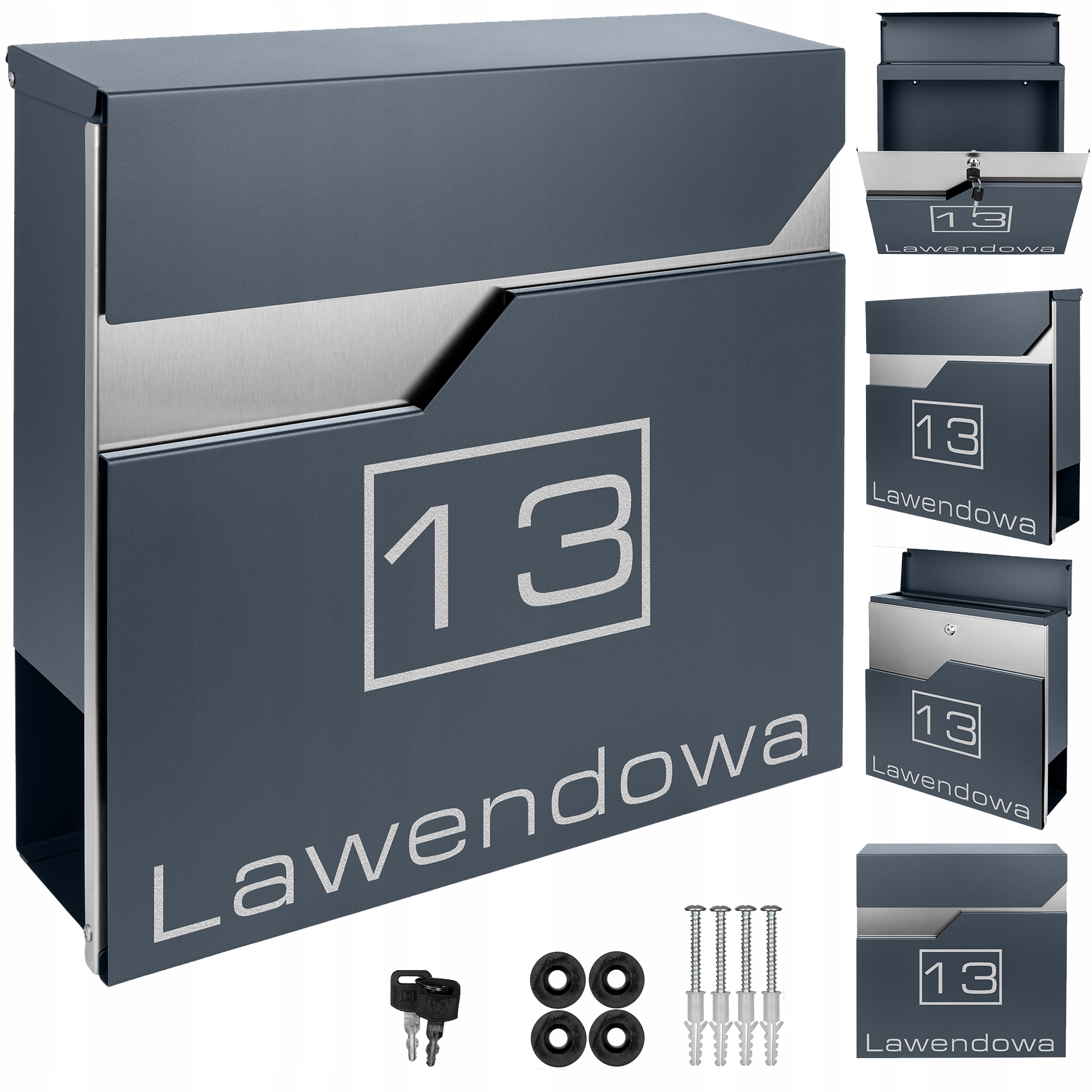 Poštovní Schránka S Adresou A Číslem Domu Personalizovaná Antracitová XXL