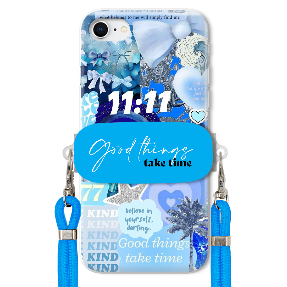 Puzdro pre iPHONE SE3 Držiak Crossbody vodítko Good Things Take Time Lata