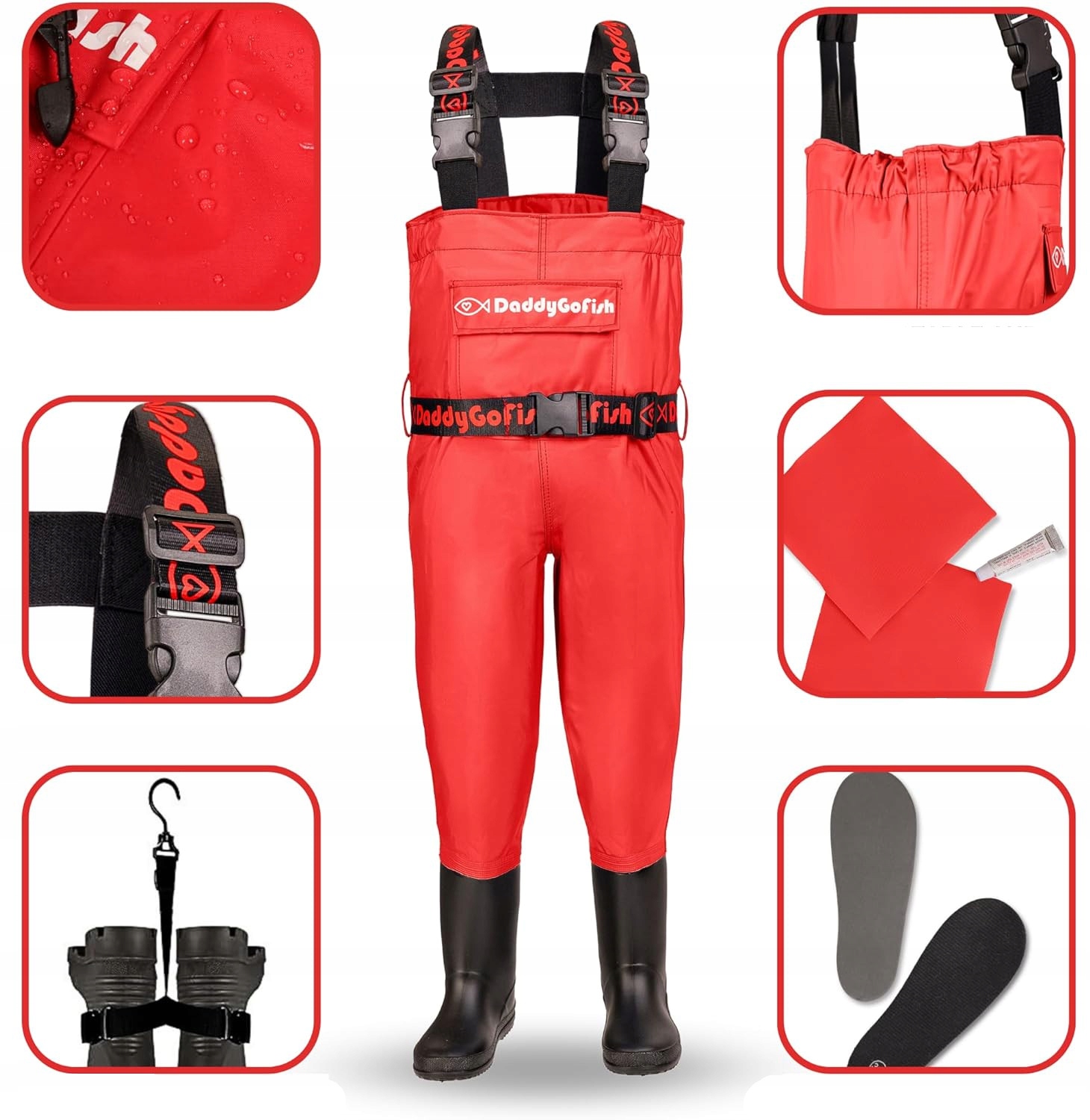 Wodery dziecięce DaddyGoFish spodnie wędkarskie do zabawy wiek 9-10 lat Model DaddyGoFish