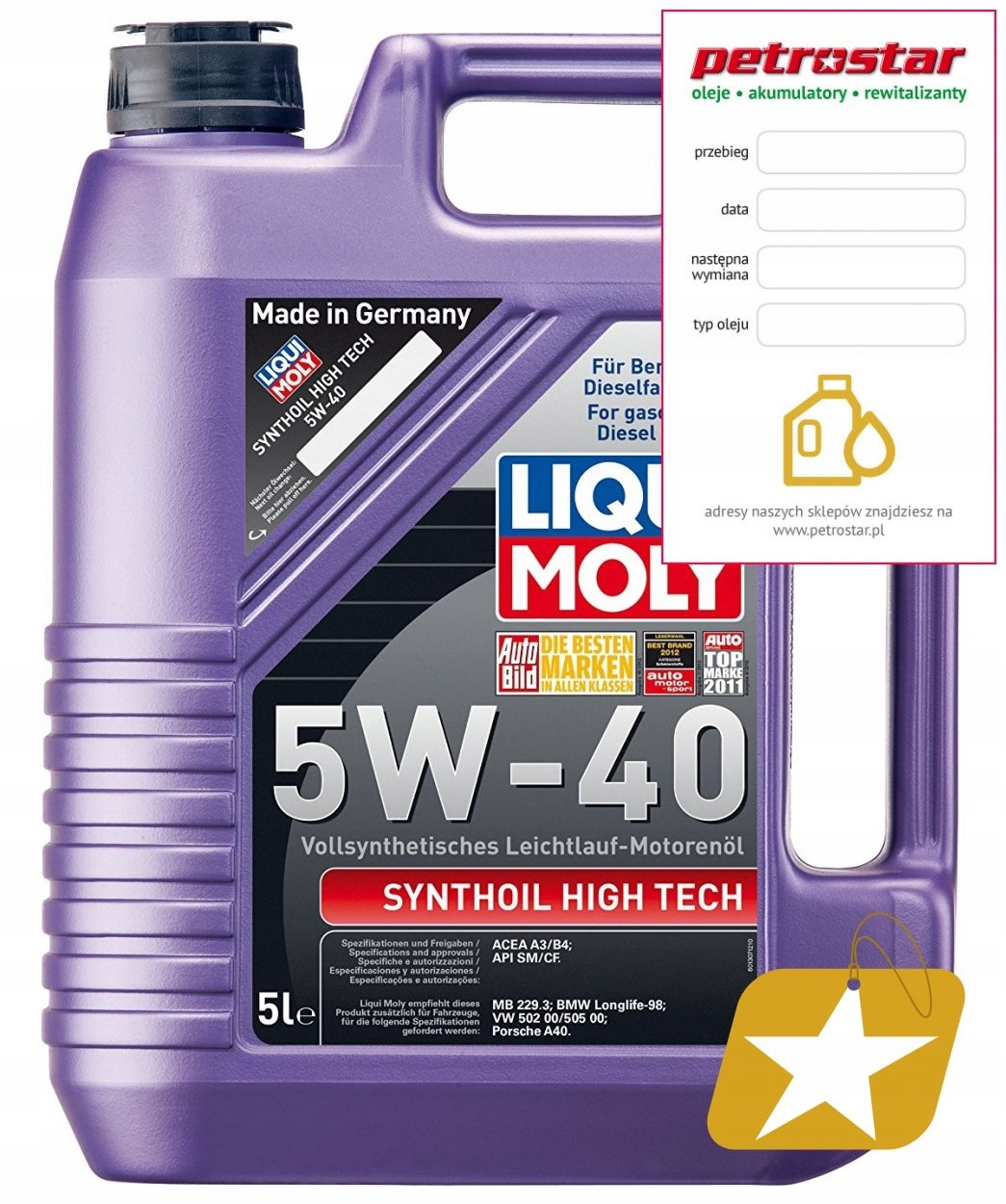 LIQUI MOLY SYNTHOIL HIGH TECH 5W40 5L