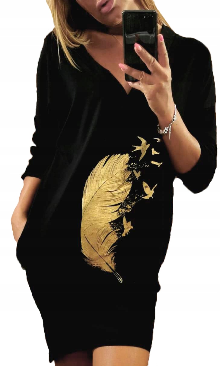 

Bawełniana Długa Tunika Dekolt V Neck roz 48