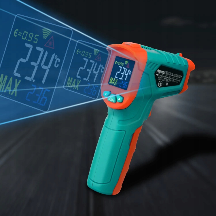 PIROMETR TERMOMETR LASEROWY BEZDOTYKOWY NA PODCZERWIEŃ EMISYJNOŚC -50 +380 Kolor niebieski