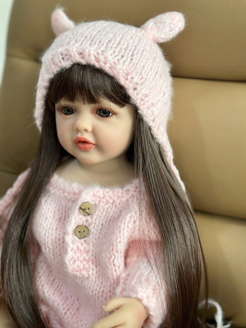 Lalka Reborn jak prawdziwa 55cm piękna długowłosa Marka Reborn