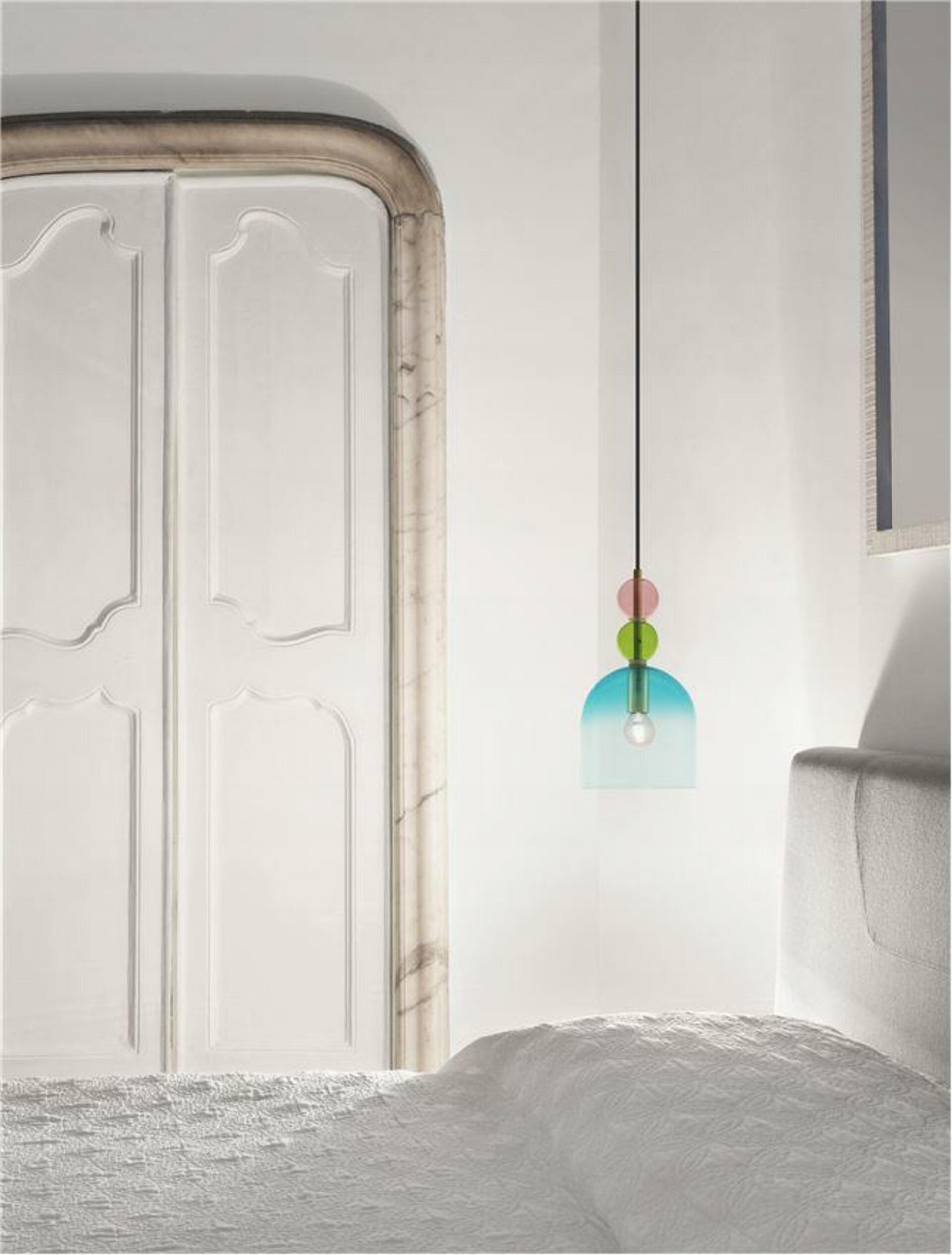 Nova Luce závesné svietidlo Murano zlatý kov lesklé svetlo zelené, modré ar