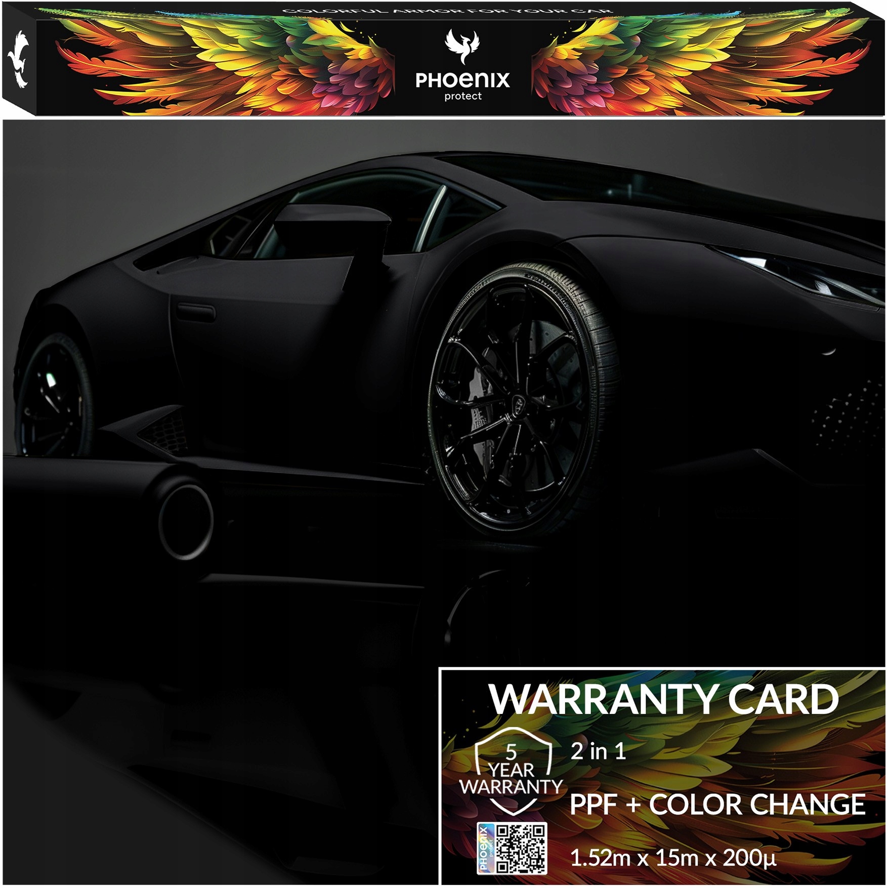 Farebná fólia Ppf Phoenix Protect Zmena farby auta Matte Black