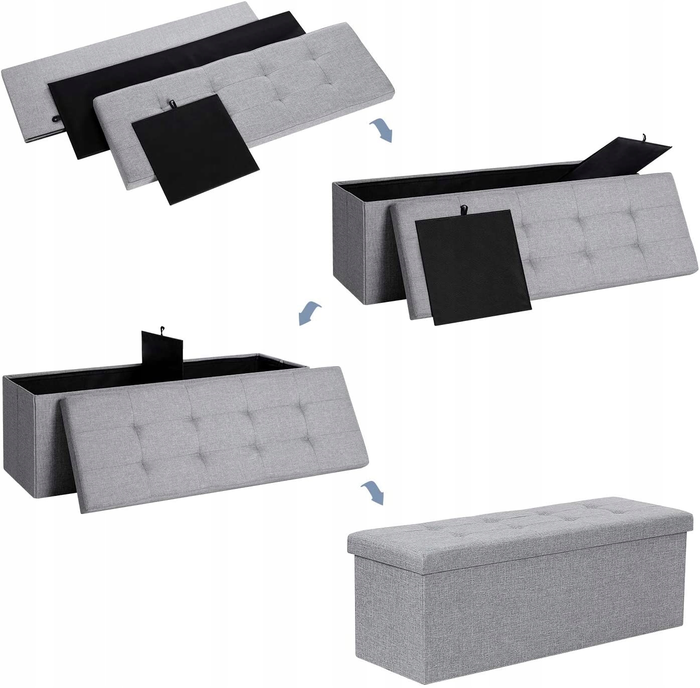 Pufa do przechowywania pikowana szara LOFT 110 cm Marka Songmics