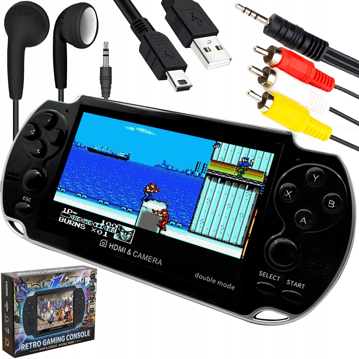 Mini Konzola Retro 1000 Her Pl Menu Hdmi Sdcard 5,1" Kabelové adaptéry