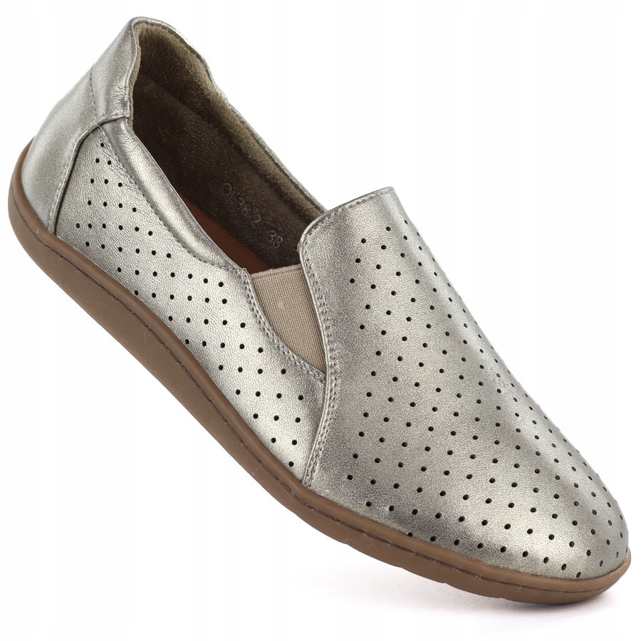 Kožené polobotky barefoot zlaté M.Daszyński OL38-2 39