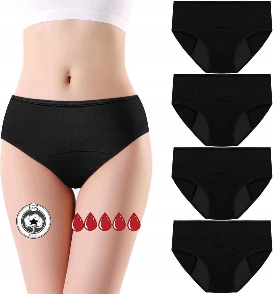 Majtki menstruacyjne chłonne 30 ml rozmiar L 4 sztuki bawełniane