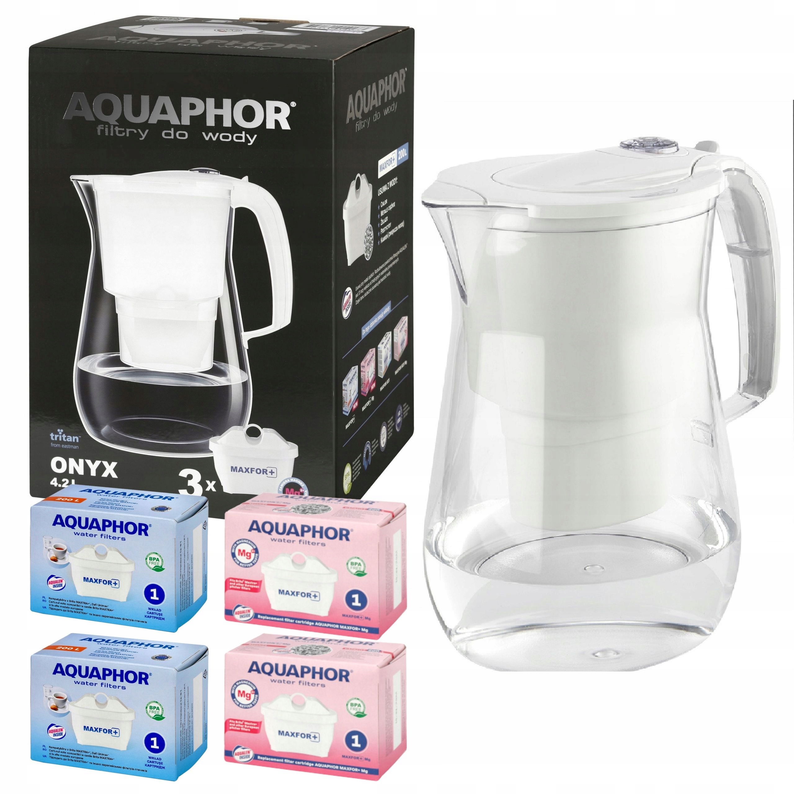 Filtrační konvice na vodu Aquaphor Onyx bílá 4 filtry Maxfor