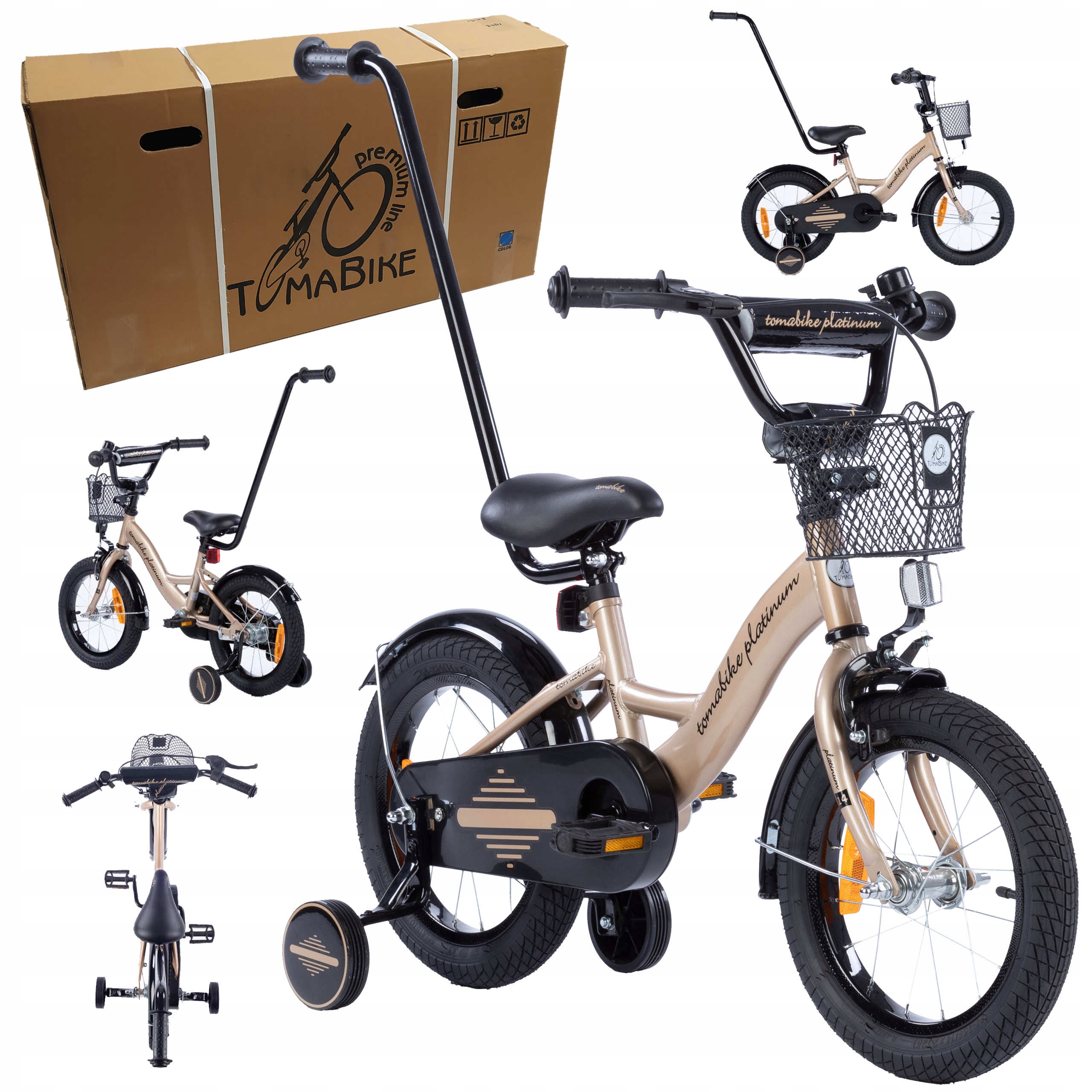 rower rowerek dla dziewczynki Tomabike 14 cali M koszyk torpedo prowadnik