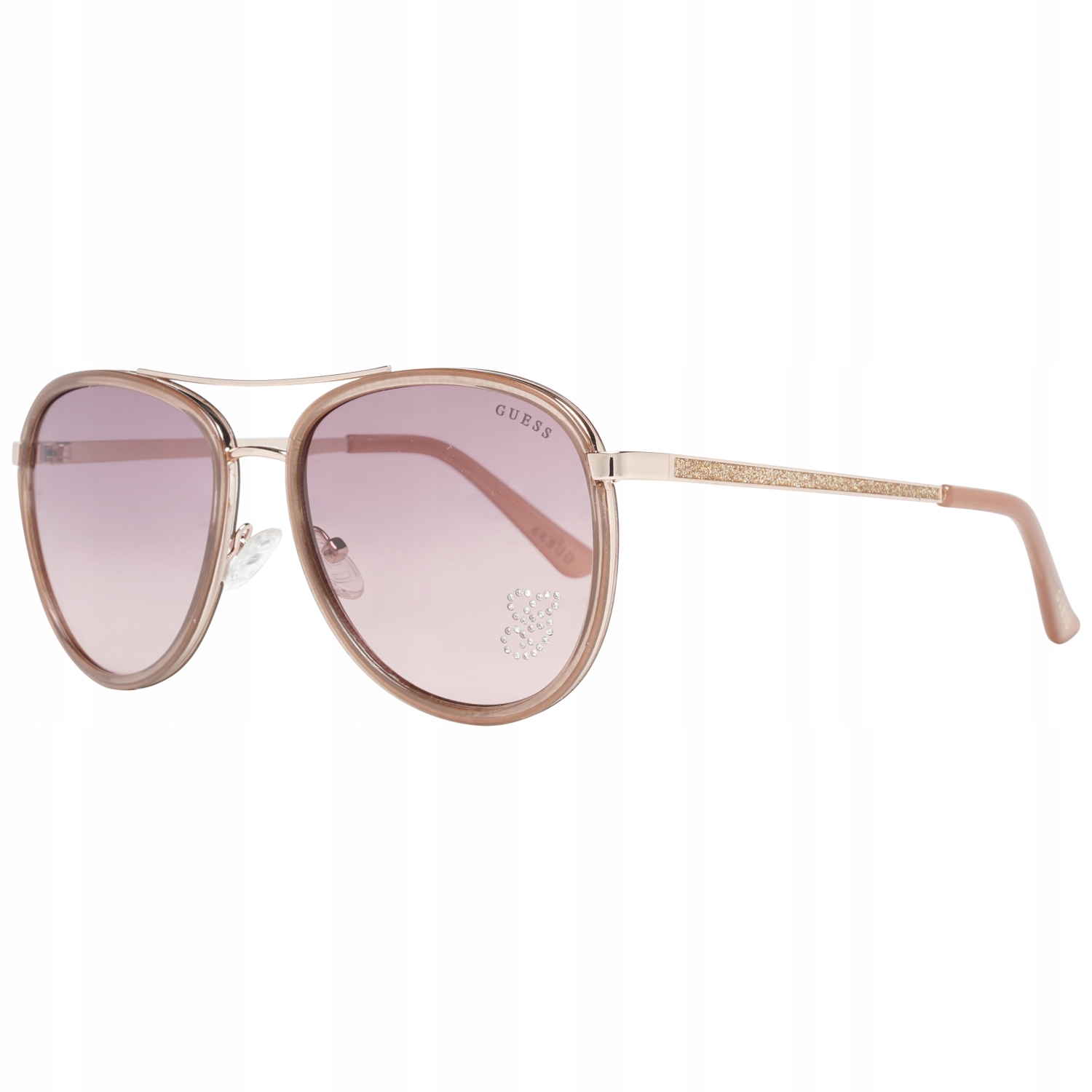 

okulary damskie Guess GF6052 pilotki różowe złote