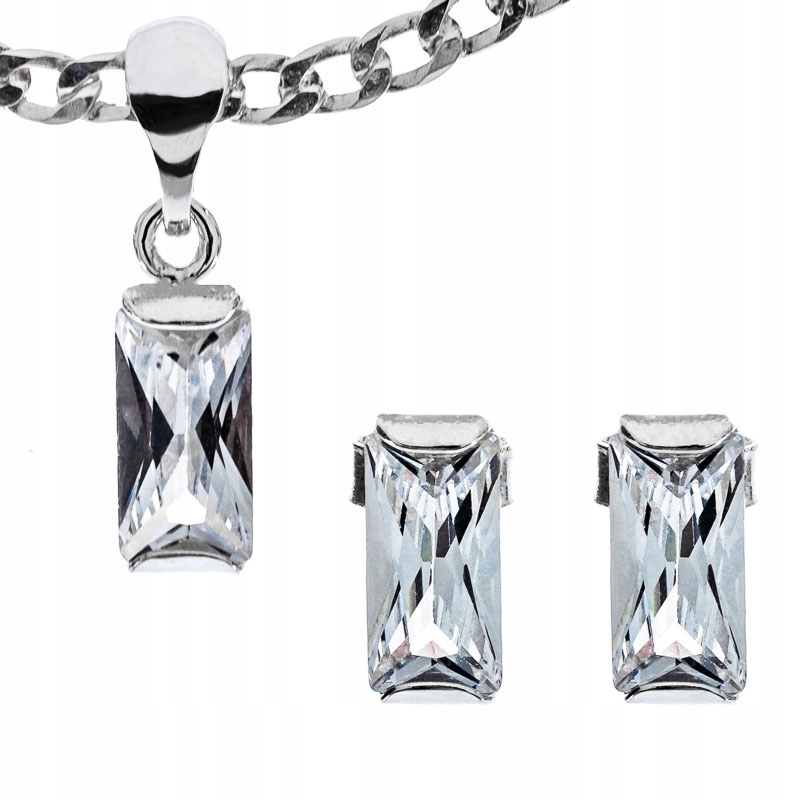 Stříbrný Komplet Klasický Velký Zirkon Stříbro 925