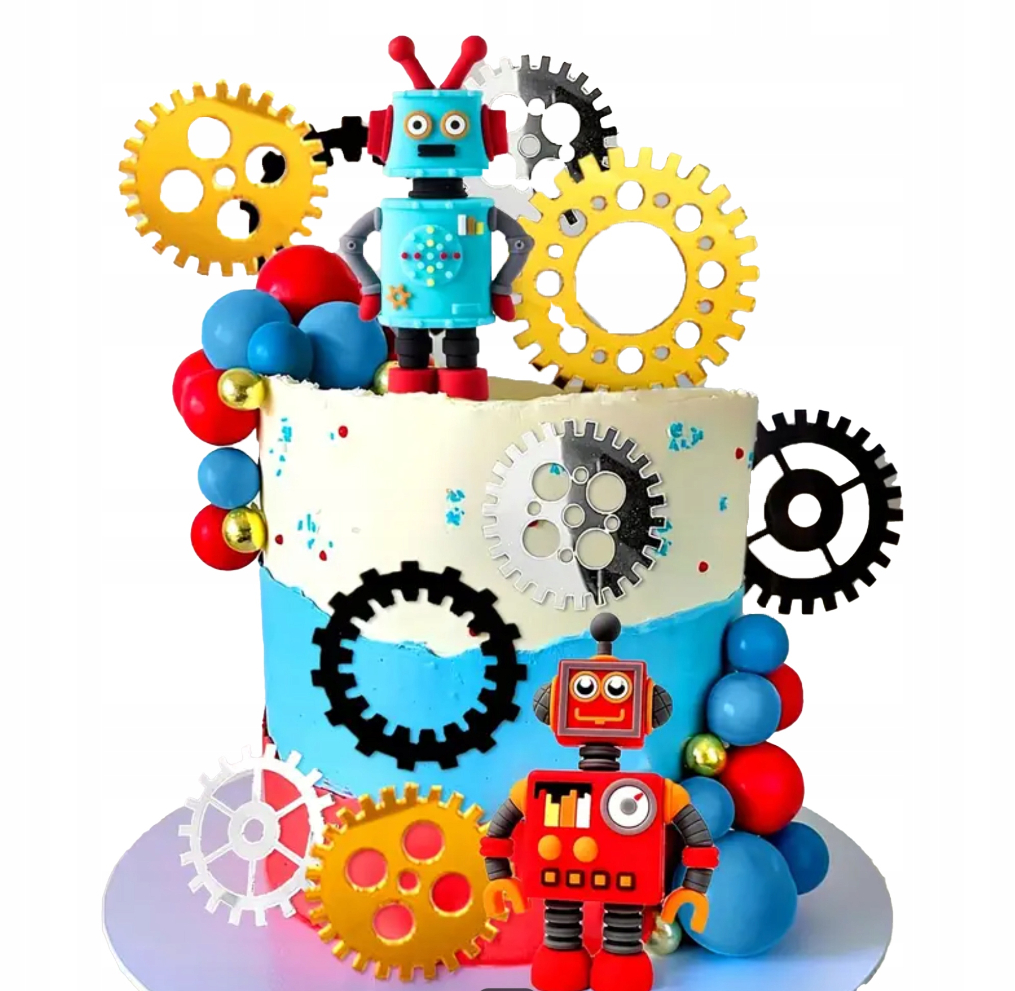 Velká XXL sada dekorací na dort Figurky robotů 12 kusů tribiky Robotika