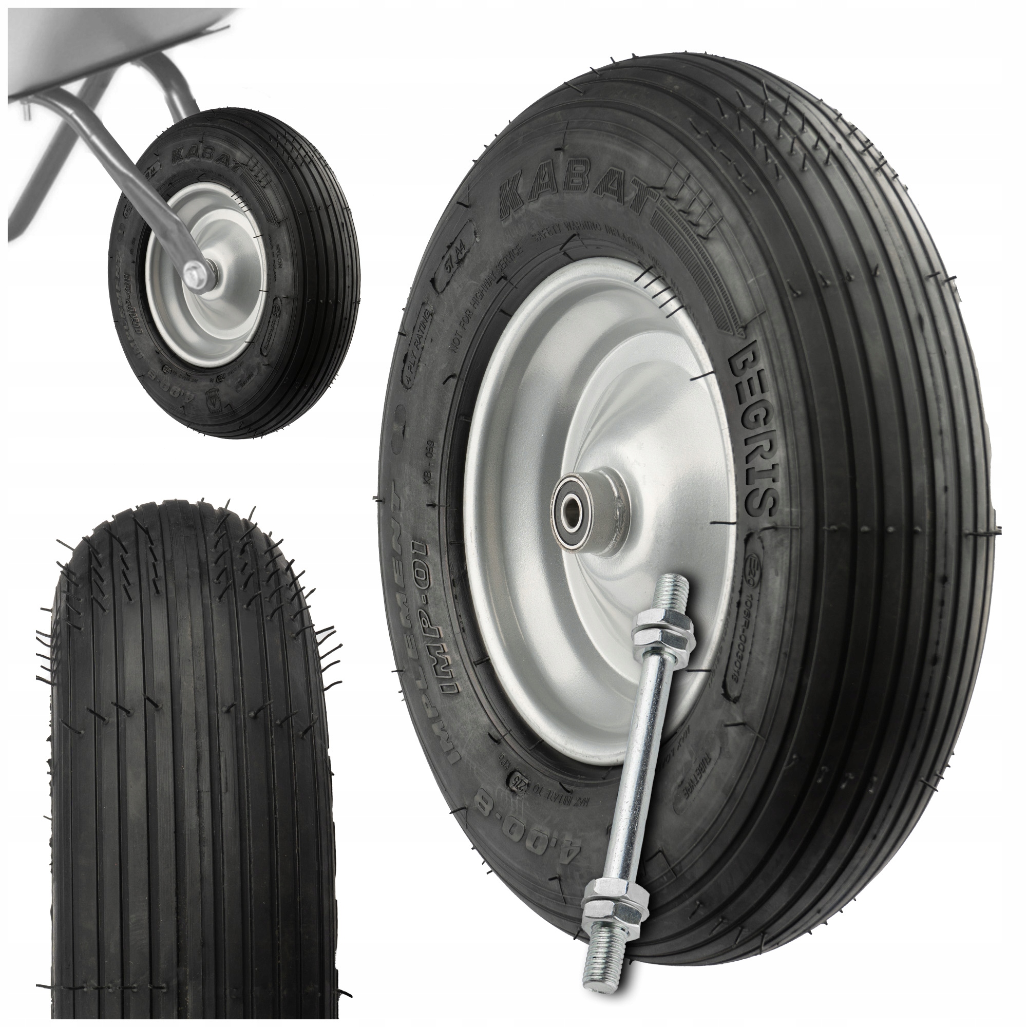 Koło Kółko Do Taczki Taczek 4.00-8 400-8 400x8 4PR Mocne Z Dętką Pompowane