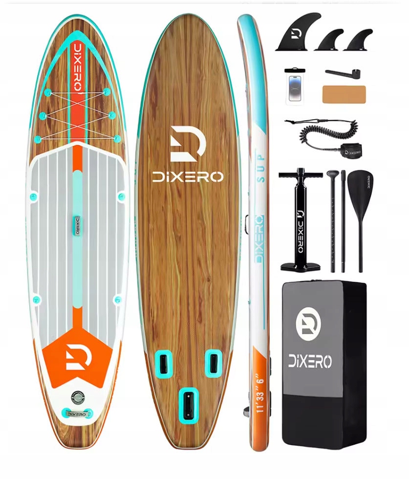 Sup Deska Nafukovací Pro Plavání Paddle Stand Up Struktura Dřeva Coil