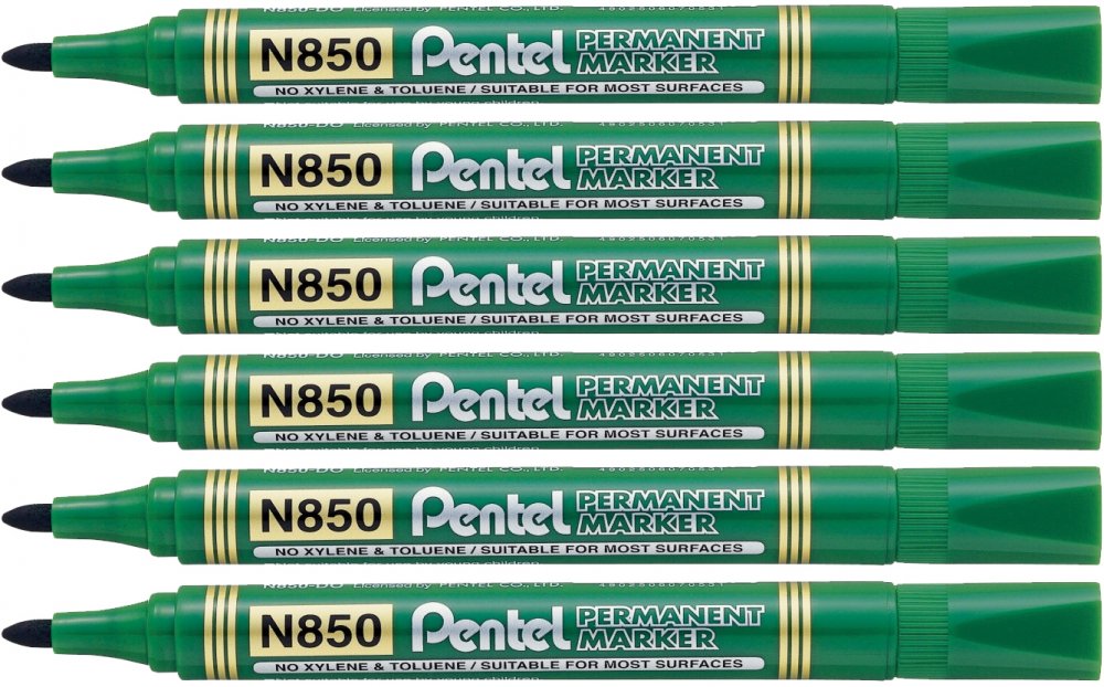 MARKER PERMANENTNY PENTEL N850 OKRĄGŁY ZIELONY x 6