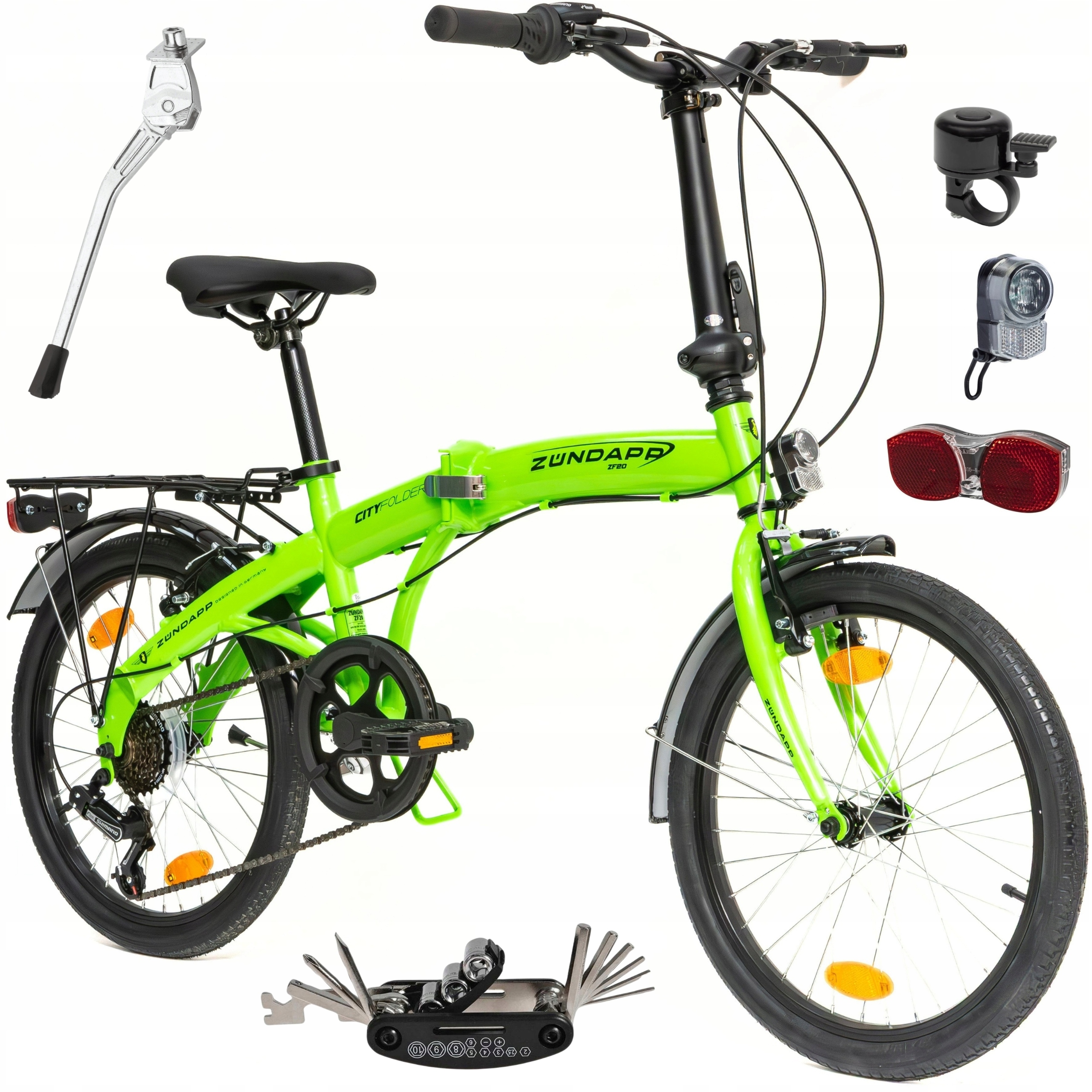 Rower Damski Męski Składany Miejski Koła 20 Składak Shimano Bagażnik Stopka