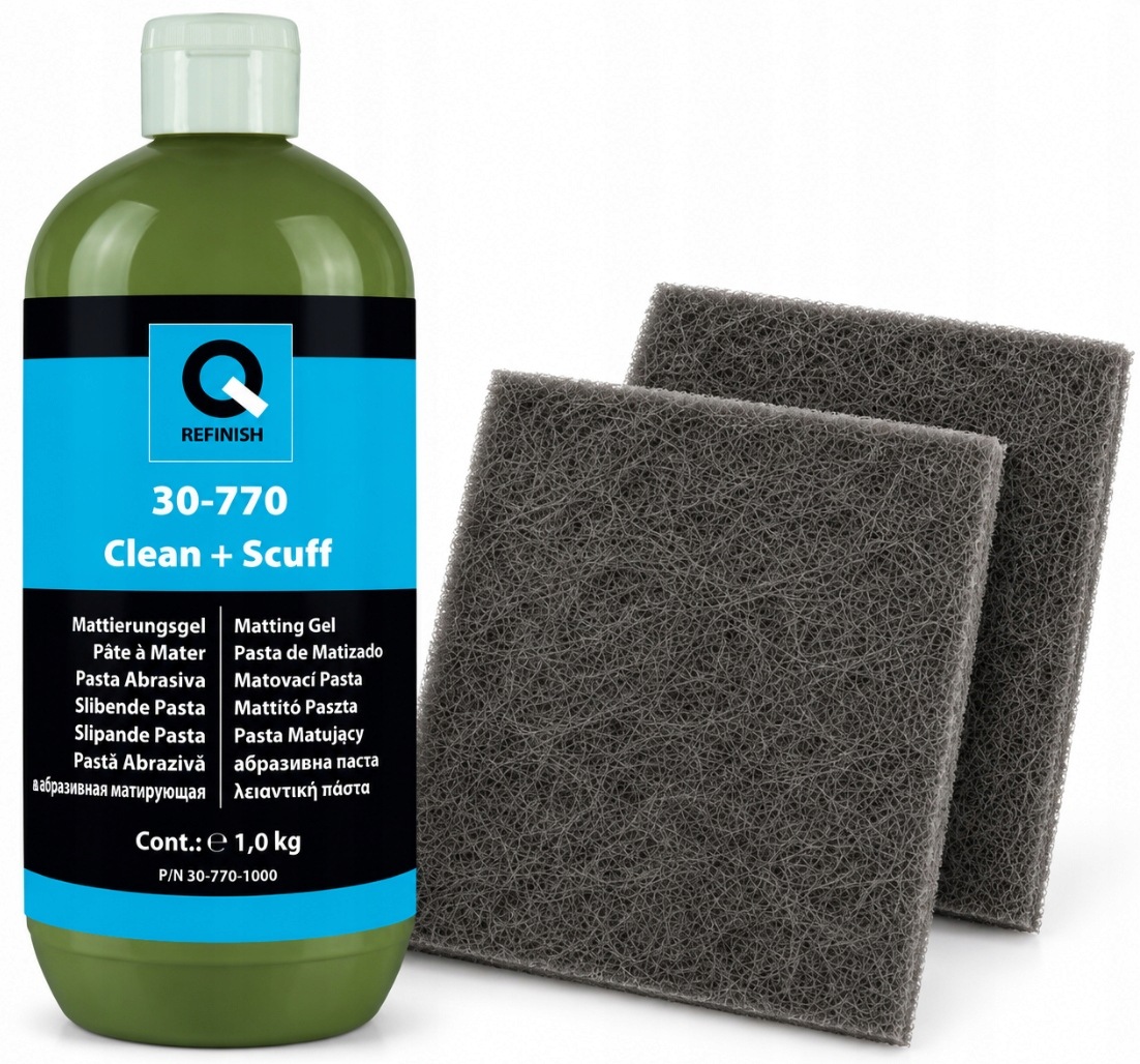 Sada pro matování laku Q-Refinish Pasta 1 kg 2 netkané textilie P1000-P1500