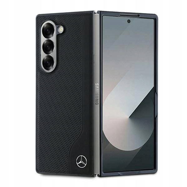 Kožené Pouzdro Mercedes s imitací dřeva pro MagSafe pro Samsung Galaxy Z Fold 6